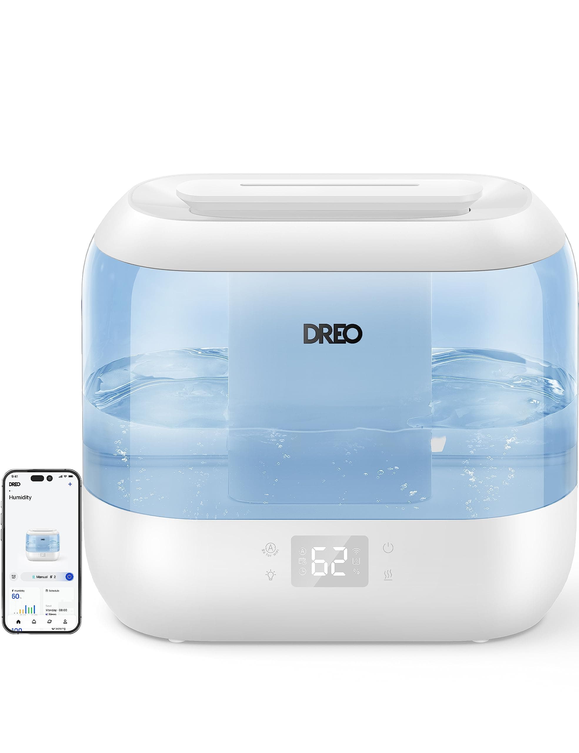Humidifiers for Bedroom - Dreo Quiet (4L Water Tank) Cool Mist Top Fill Essential Oil Diffuser for Home, Smart App & Voice Control, Rapid Ultrasonic Humidification Baby Nursery and Plants, Blue