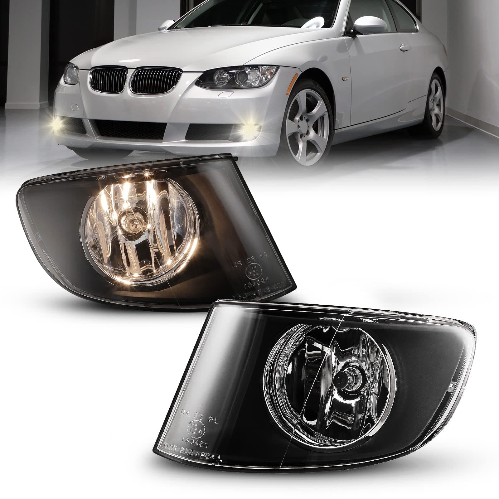 Fog Lights for 2007-2011 BMW 3 Series E92, E93 (w/o M-Package Bumper) OEM Replacement Fog Lamps With Clear Lens 2PCS