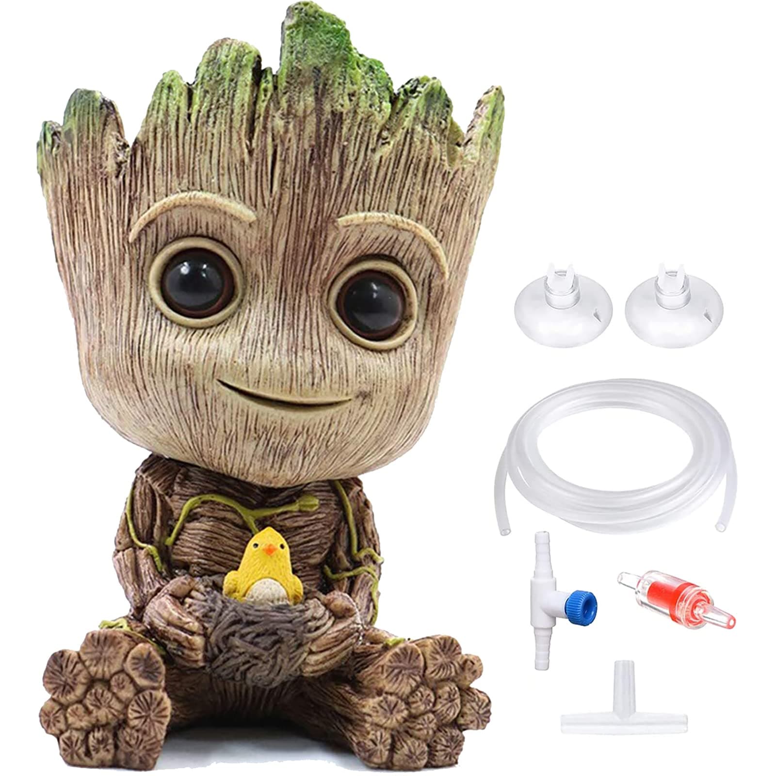 Aquarium Groot Air Bubbler Decorations, Air Bubbler Resin Brown Decorations for Fish Tank.