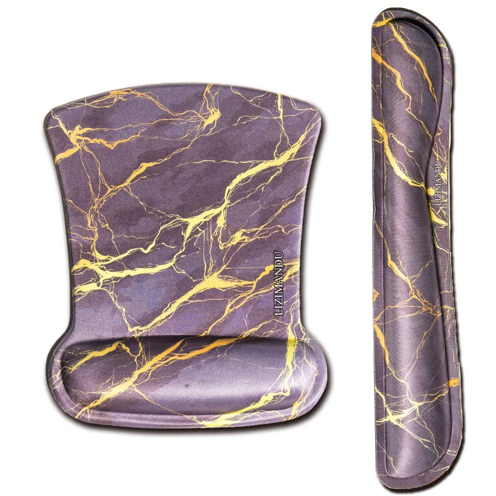 Cheliz Keyboard Wrist Rest Pad and Mouse Wrist Rest Support Mouse Pad - Durable & Comfortable & Lightweight for Easy Typing & Pain Relief-Ergonomic Support(Black Gold Marble)