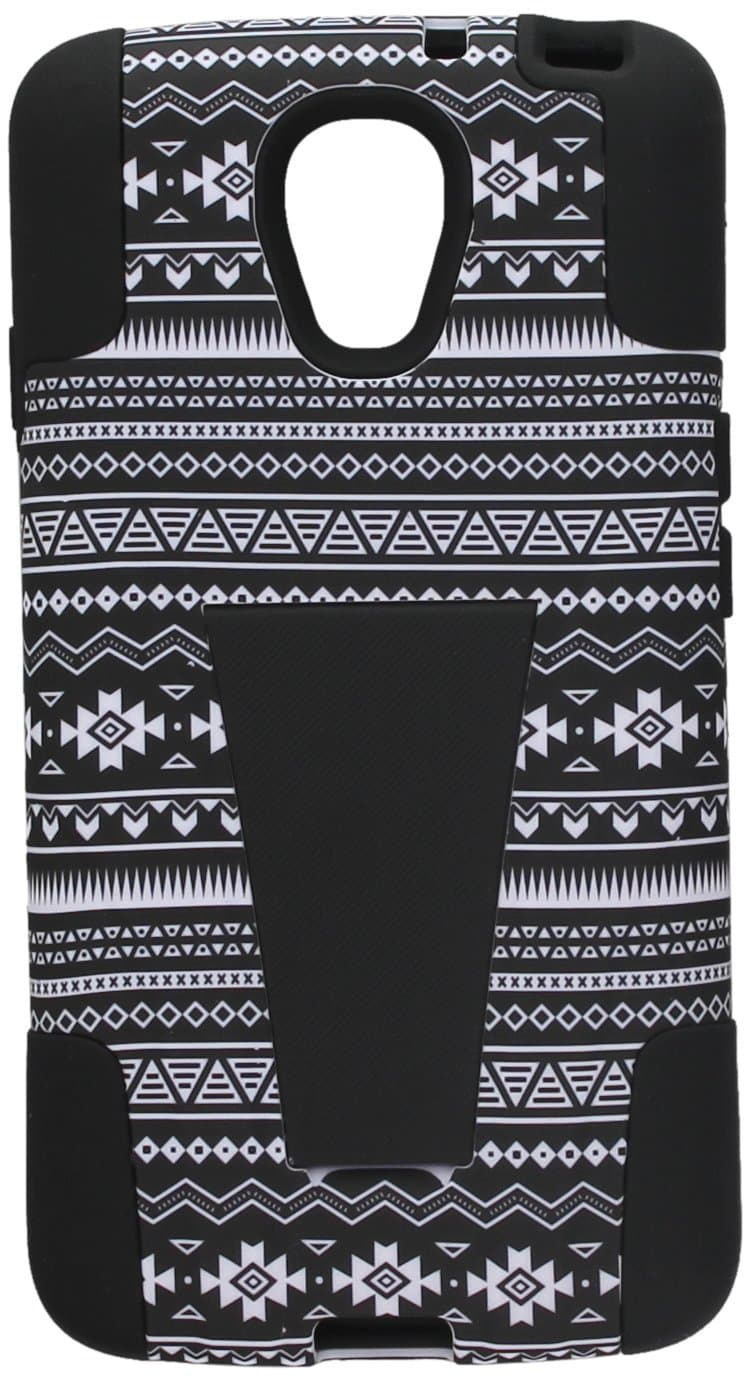 LG Volt Case (F90 LS740), MPERO IMPACT X Series Dual Layered Tough Durable Shock Absorbing Silicone Polycarbonate Hybrid Kickstand Case for Volt [Perfect Fit & Precise Port Cut Outs] - Black Aztec