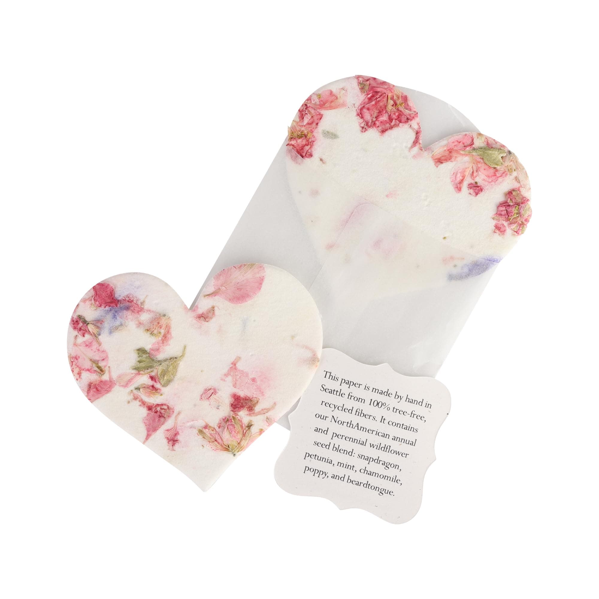 Set of 24 Pink Heart Seed Paper – Writable & Plantable Wildflower with Envelopes & Planting Guides, Mom's Gift for Mother’s Day, Use for Wedding, Baby Shower, Heart Party Favors & Easter Decorations