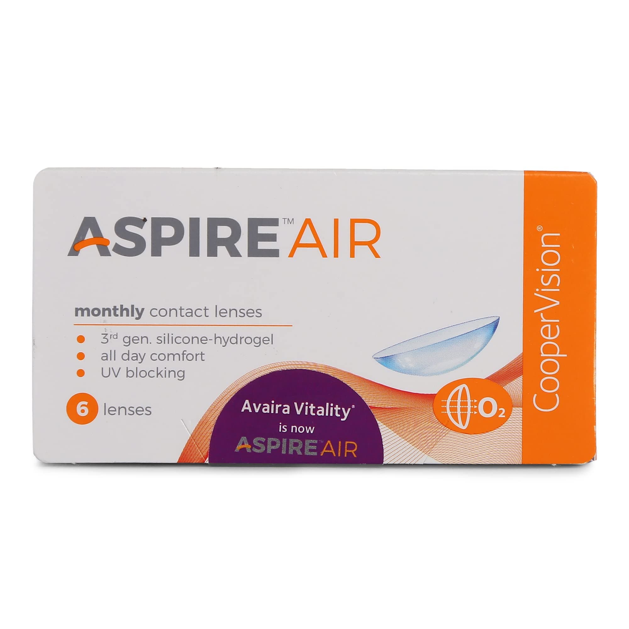 - CooperVision ASPIRE AIR UV Blocking Monthly Disposable Spherical Silicone Hydrogel Lenses (6 Lenses/Box) (-3.00)