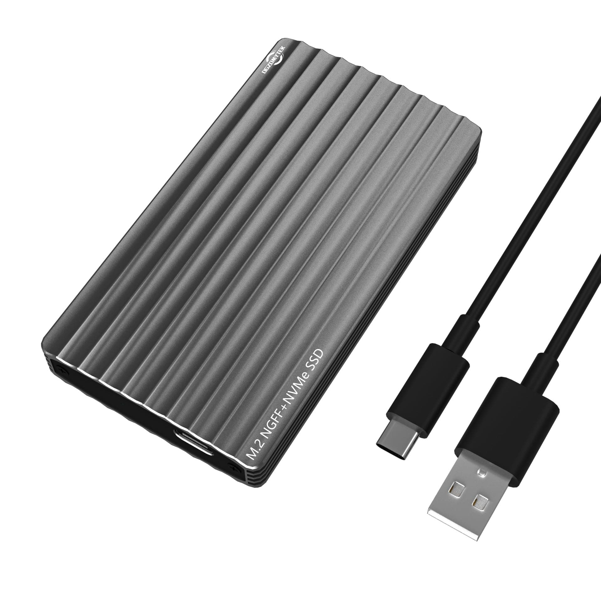 Aluminum M.2 NVME SATA SSD Enclosure Adapter, USB 3.2 Gen 2 (10 Gbps) to NVME PCI-E SATA M-Key(B+M) Key Solid State Drive External Enclosure Support UASP Trim for NVME/SATA SSD 2242/2260/2280