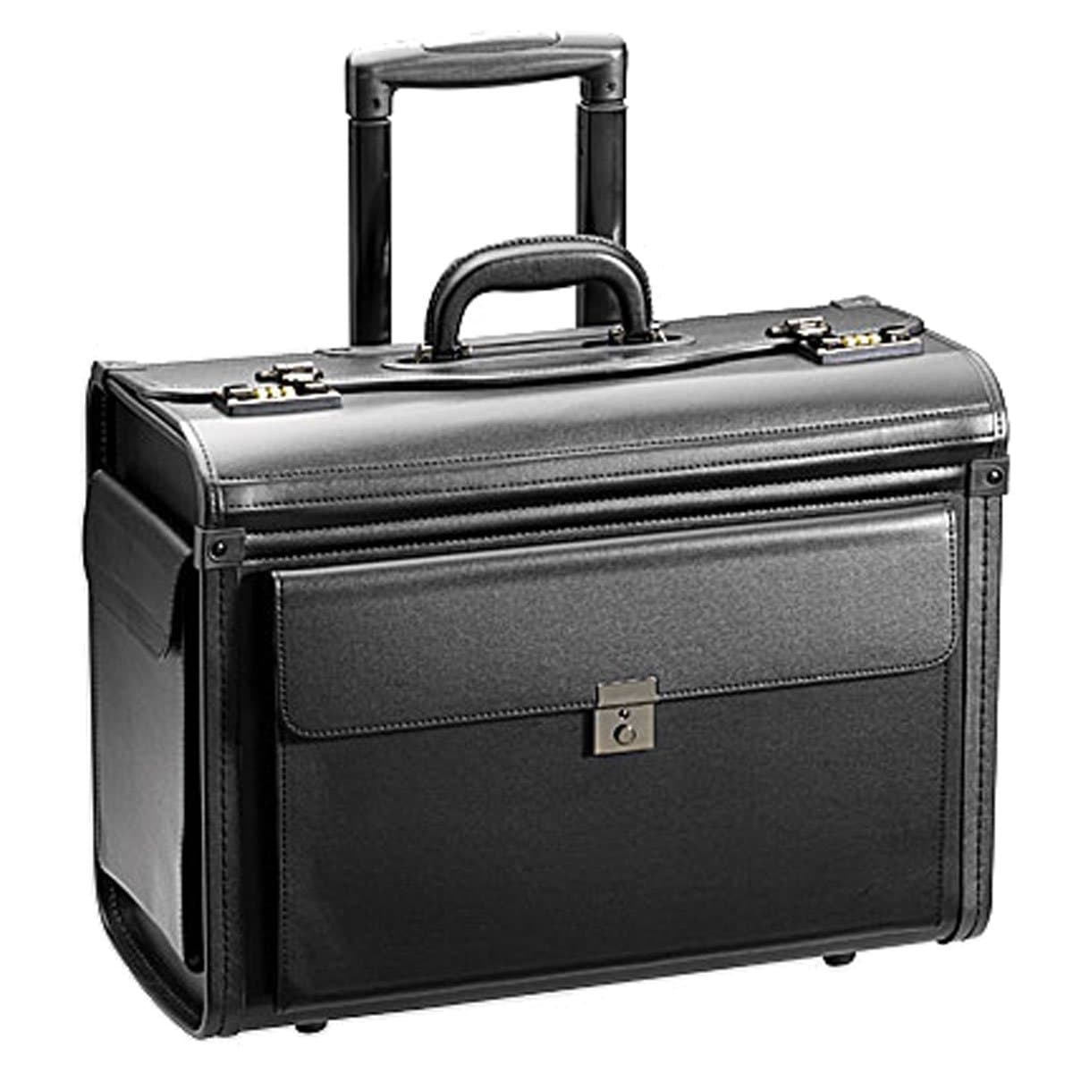 Faux Leather Pilot Case Business Laptop Travel Work Flight Briefcase Trolley Bag