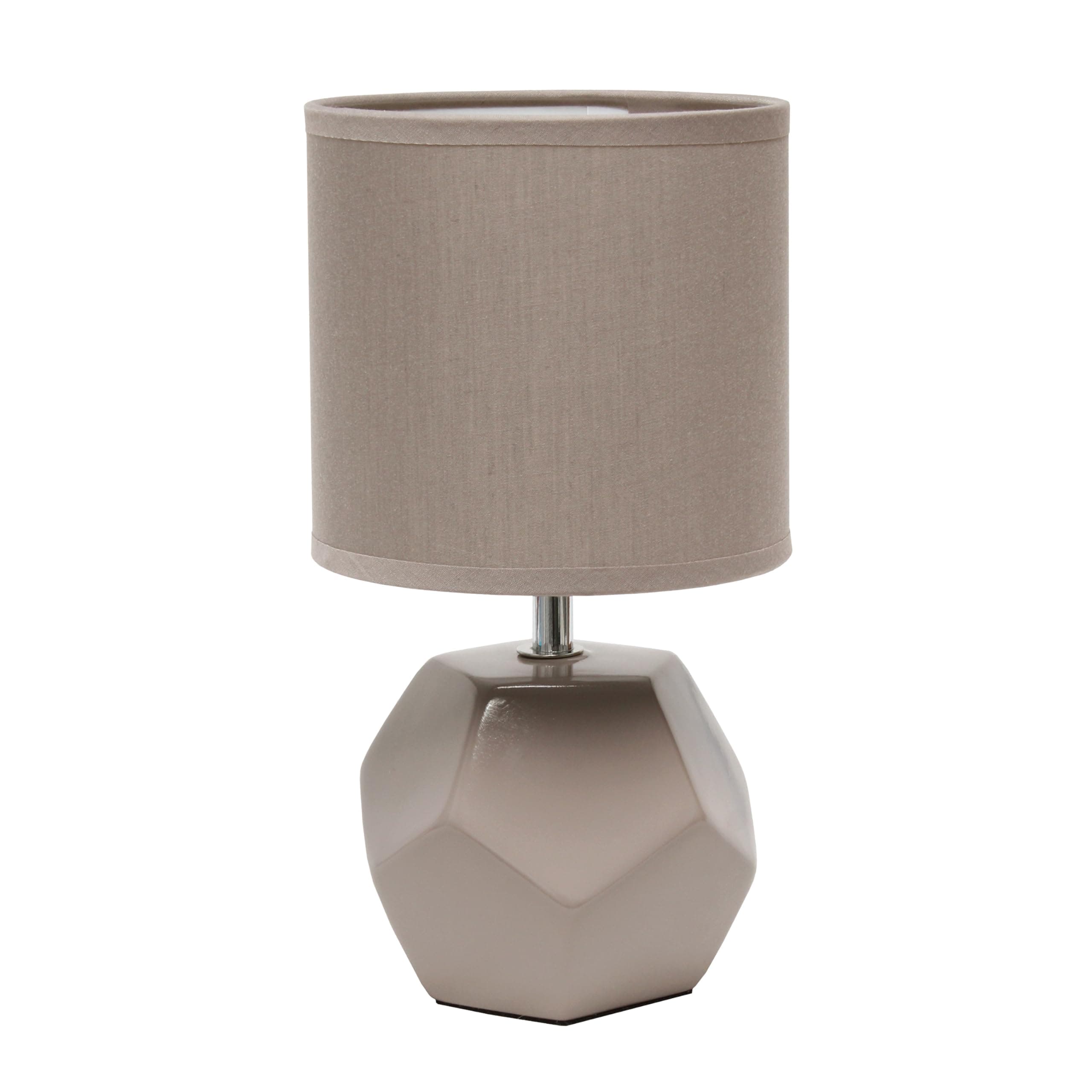 Simple Designs LT1212-GRY 10.24" Modern Round Geometric Cube Table Lamp with Matching Shade, Gray