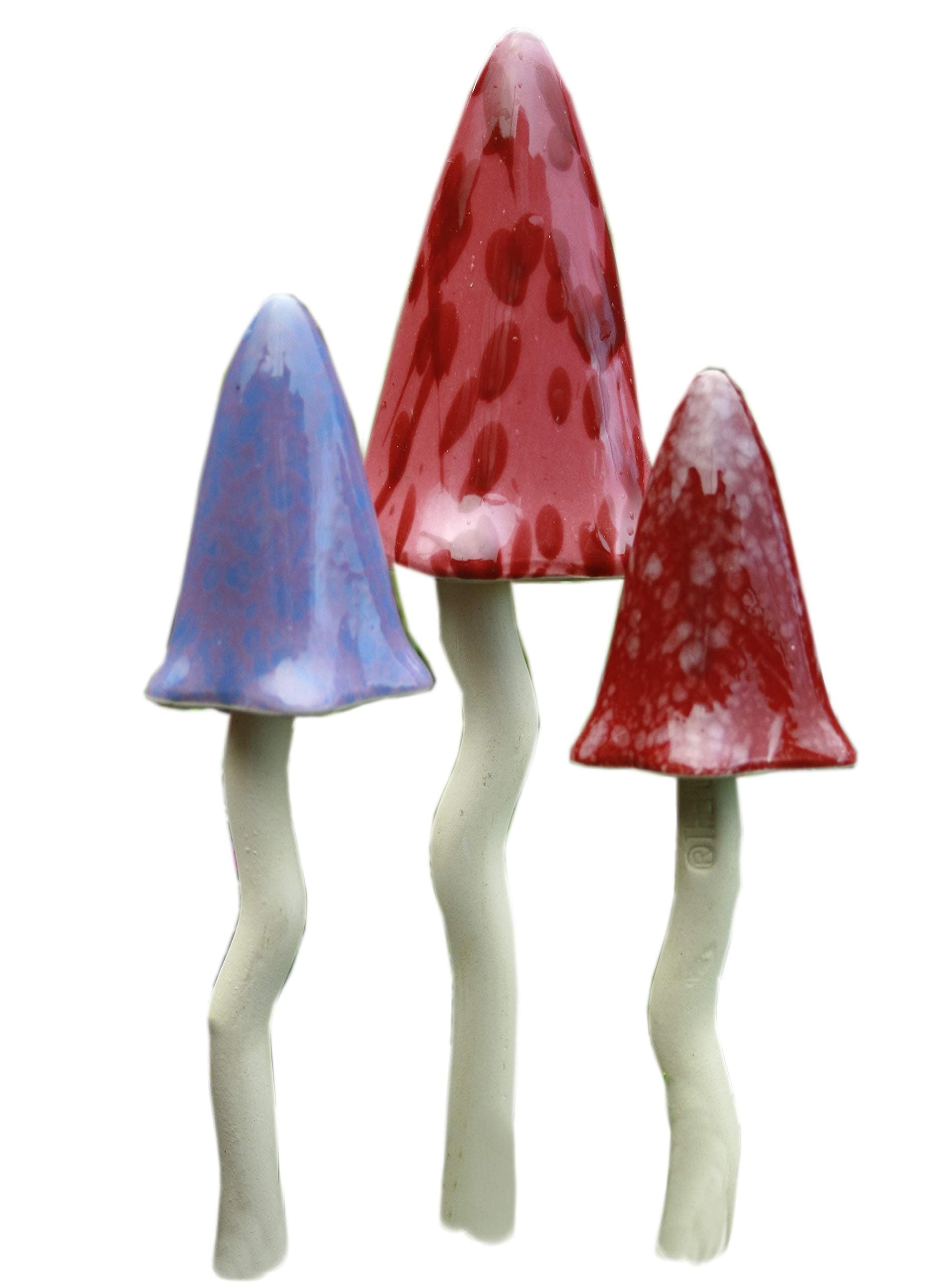 Bosmere W117 3-Pack Garden Ceramic Lawn Ornament, Weatherproof Indoor and Outdoor Toadstools, Spring Colors