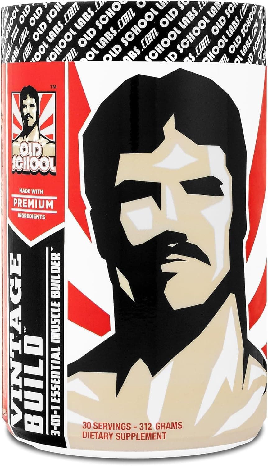 Old School Labs Vintage Build Post Workout Recovery & Muscle Building Powder, BCAA, Creatine, L-Glutamine – Essential 3-in-1 Formula (Unflavored) – Keto Friendly – 351g – 30 Servings