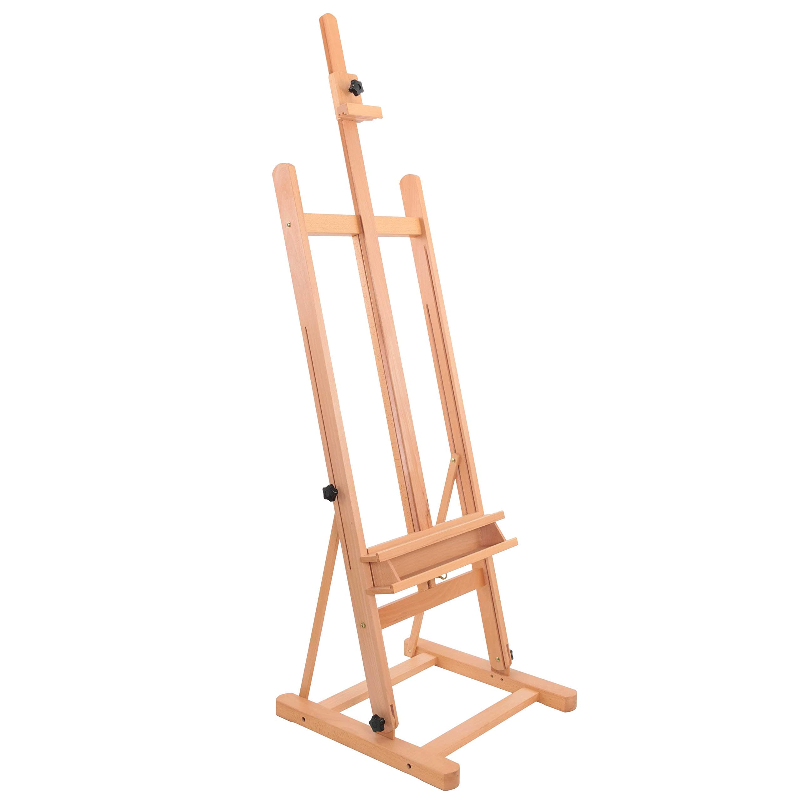 U.S. Art Supply Medium Wooden Studio H Frame Easel with Storage Tray - Adjustable to 96" High, Holds Canvas up to 48" - Beechwood Artist Easel for Painting, Art Display Stand, Portraits