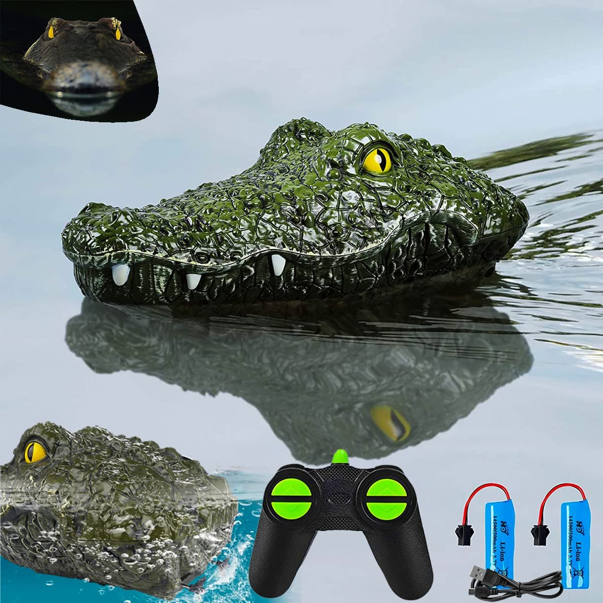 2.4GHz Remote Control Crocodile Head Boat for Pools and Lakes High Simulation Alligator Head RC Boats Prank Toys for Adults and Kids