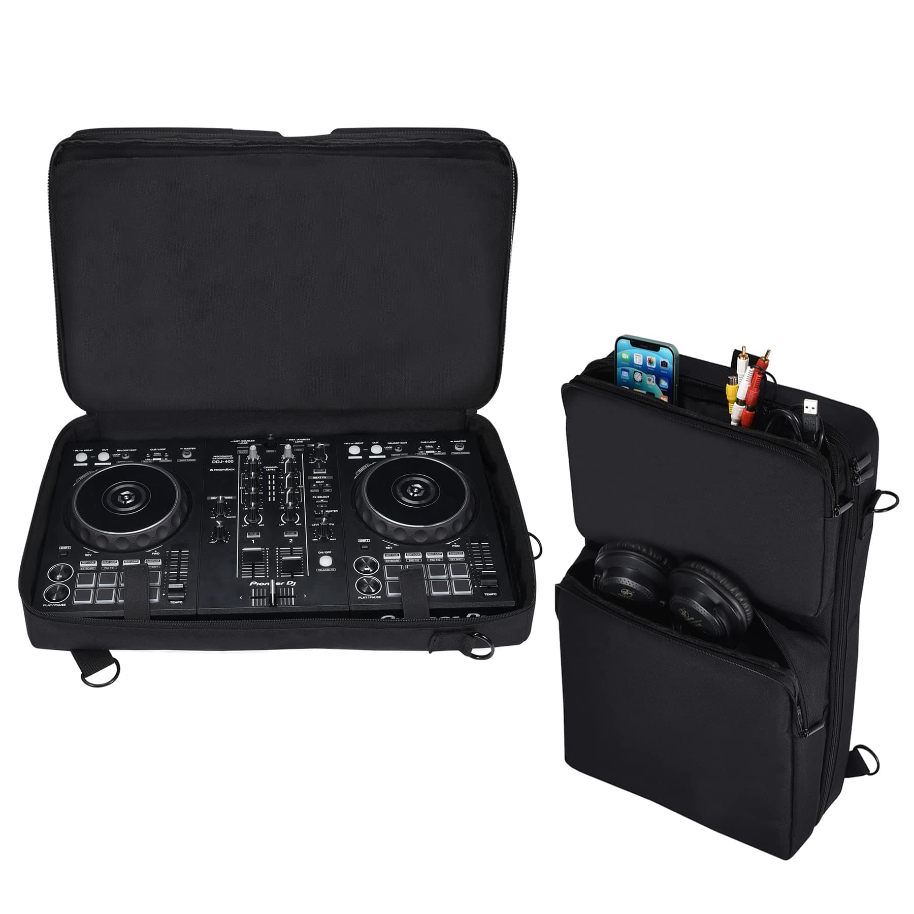 Travel Protective Bag for Pioneer DJ DDJ-FLX4/DDJ-400/DDJ-SB3 or Roland DJ-202 DJ Controller, Carrying Case with Accessory Storage and Adjustable Shoulder Strap