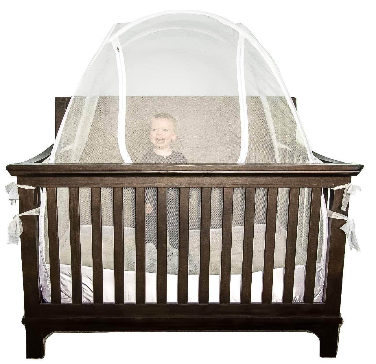 Lullaby Baby Crib Safety Tent Pop Up See Through Mesh Nursery Mosquito Net Complete with Extra Fitted Crib Sheet