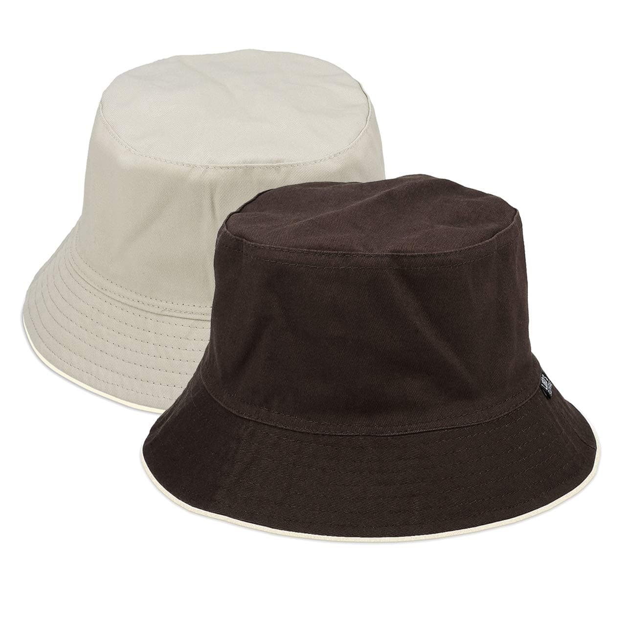 FALETO Unisex Cotton Bucket Hat Reversible Summer Sun Hat Fisherman Fishing Cap for Men Women Teens Both Sides Wear Black Beige