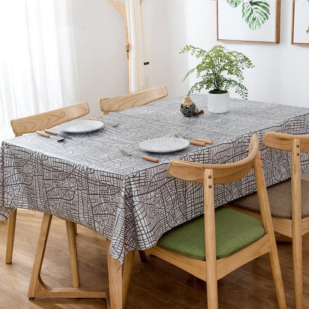 LYQZ Vinyl Tablecloth 2 Metres (200 x 137cm) 6~8 Seater Size Wipe Clean Waterproof Oil-proof Anti-wash Table Cover