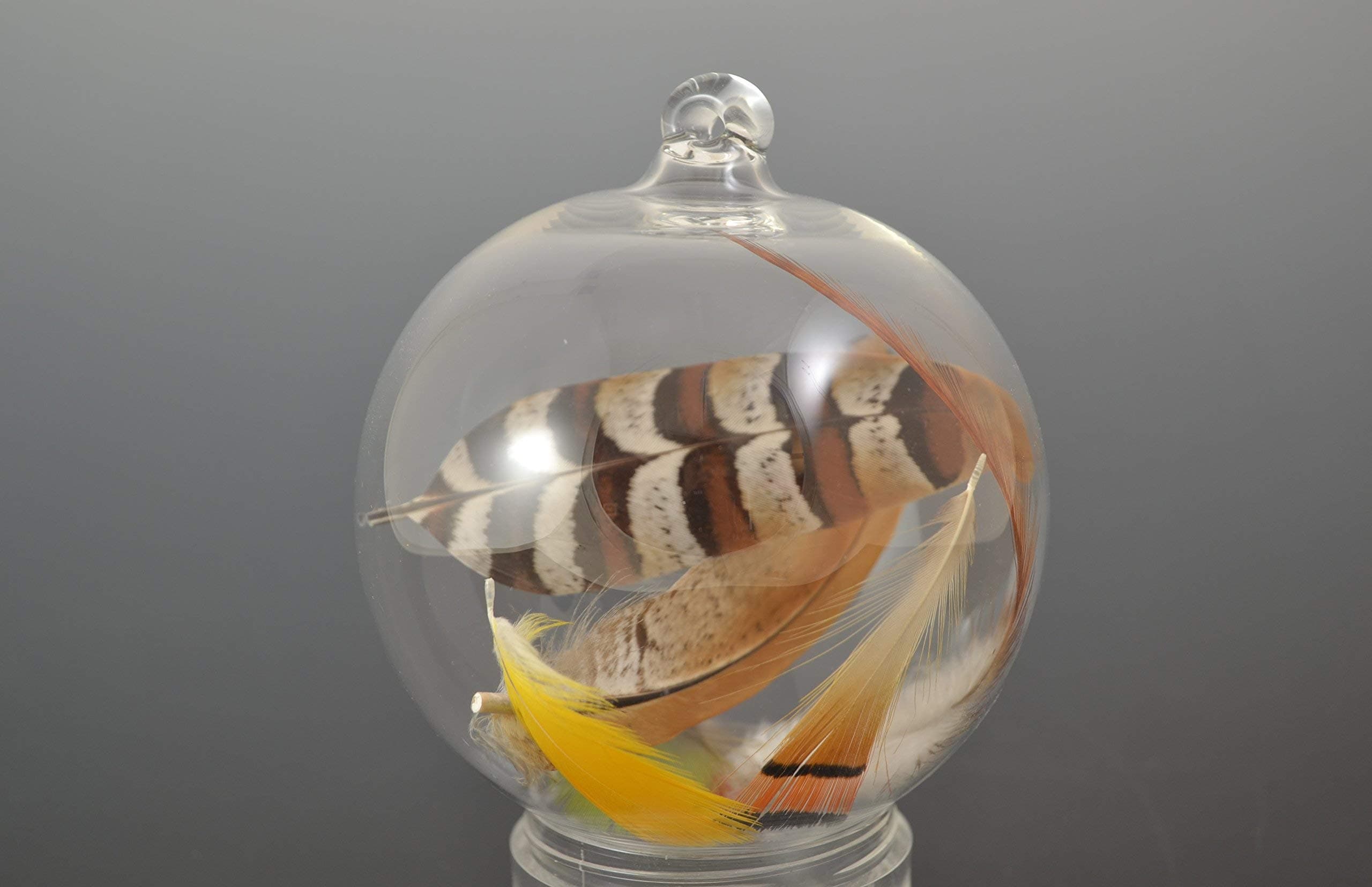 Hand Blown Glass Christmas Ornament - Feather Ball