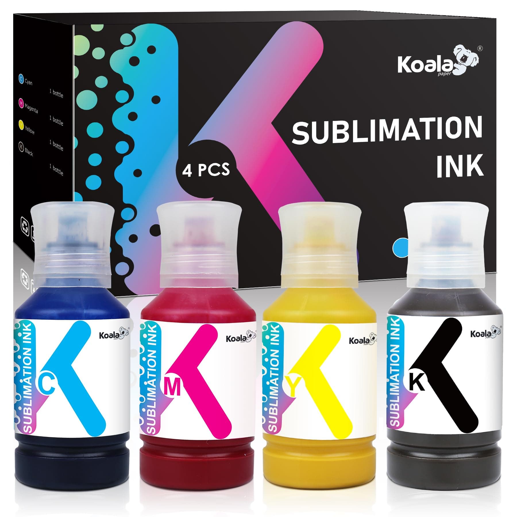 KOALA PAPER Premium Sublimation Ink for ET Series Inkjet Printers ET-2400 ET-2800 ET-2803 ET-2850 ET-2720 ET-2760 ET-4800 ET-3760 ET-7720 ET-15000 /Upgrade Version/Auto-fill