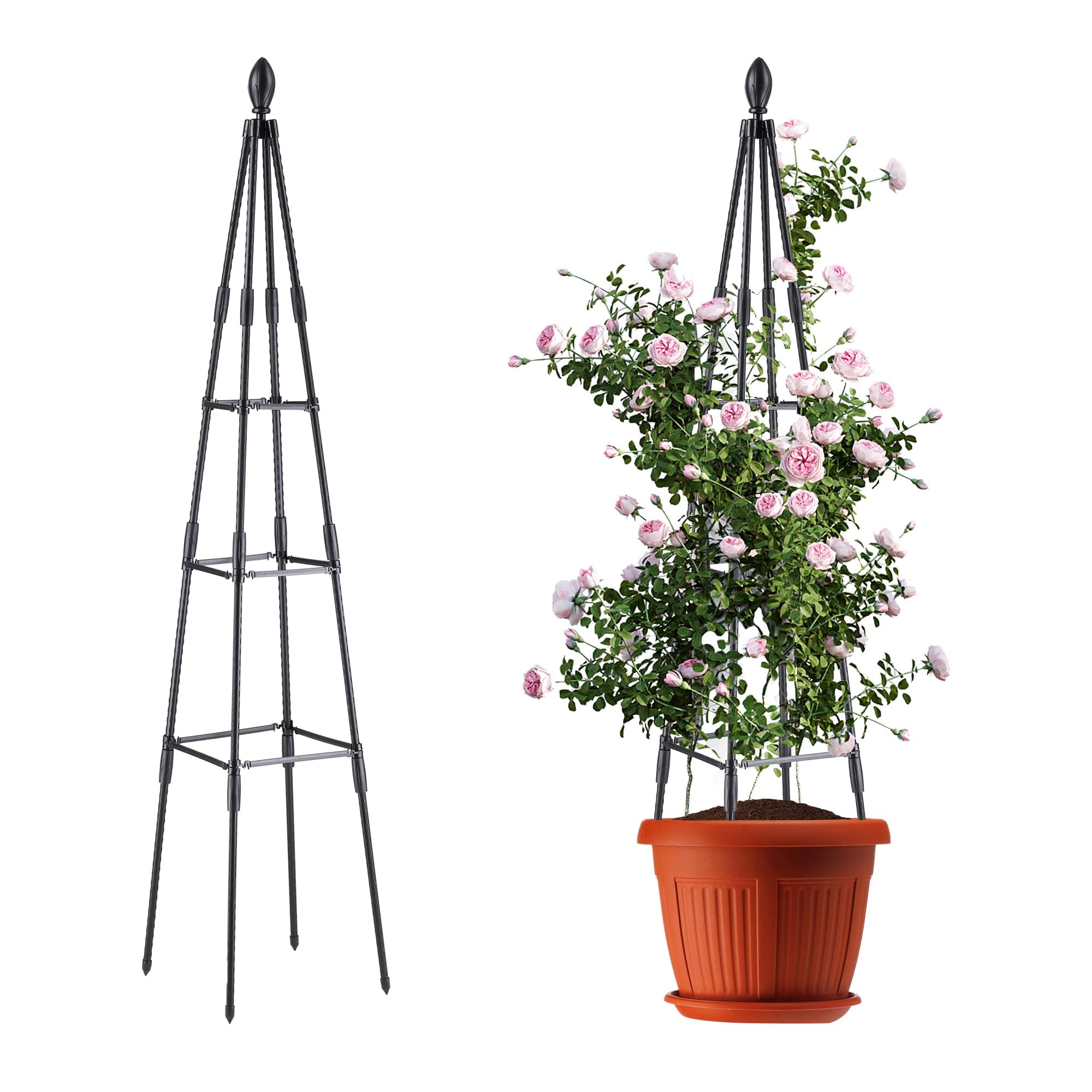 Obelisk Trellis for Climbing Plants Outdoor,5.2 Ft Garden Trellis for Potted Plants,Metal Trellis with Anti-Rust Coated for Potted Plants Indoor, Plant Support for Vegetables, Vines
