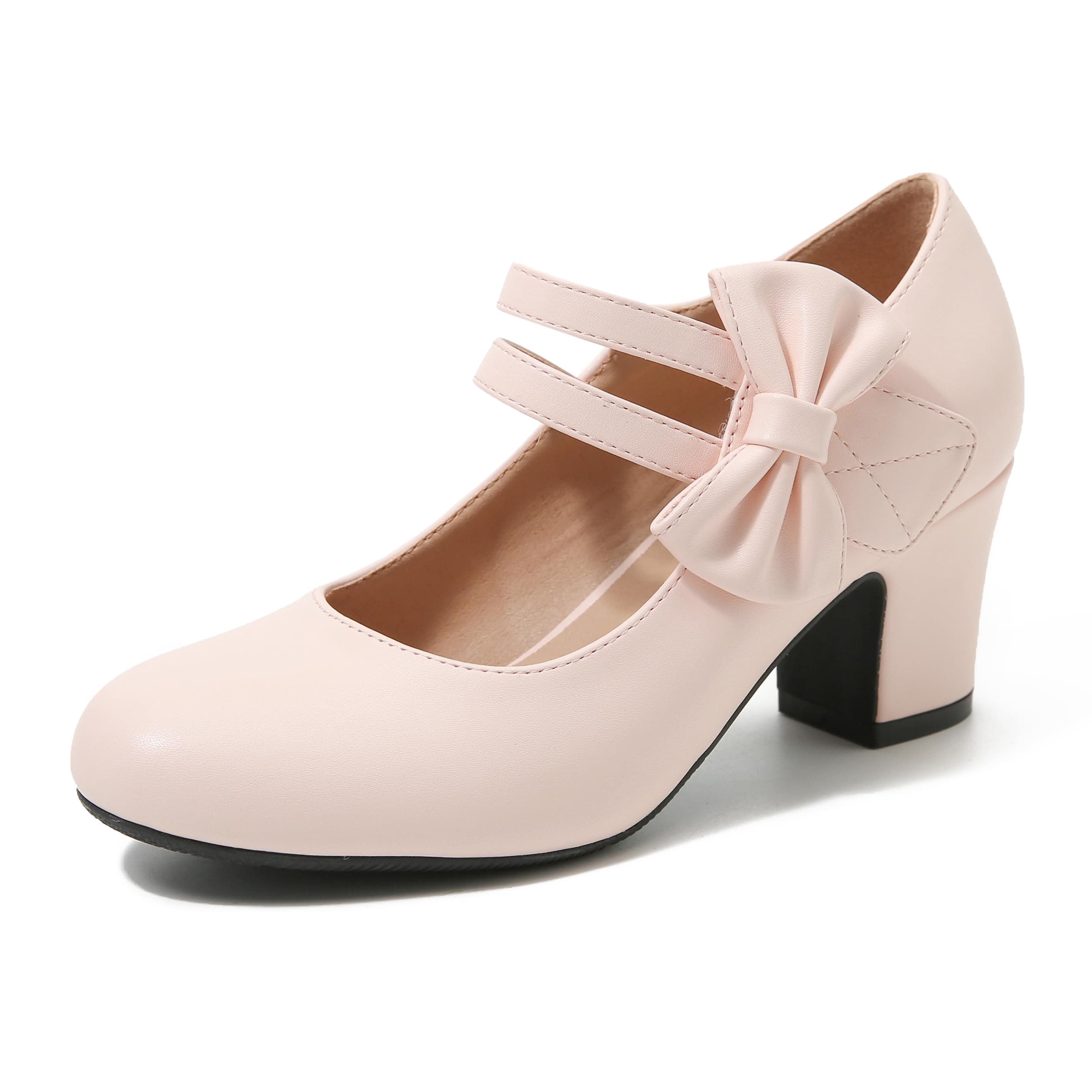 Enelauge Women's Mary Jane Heels with Bow Retro Closed Round Toe Pumps Sweet Ankle Strap Low Block Heels Chic Bowtie Vintage Dress Wedding Party Office Daily Shoes