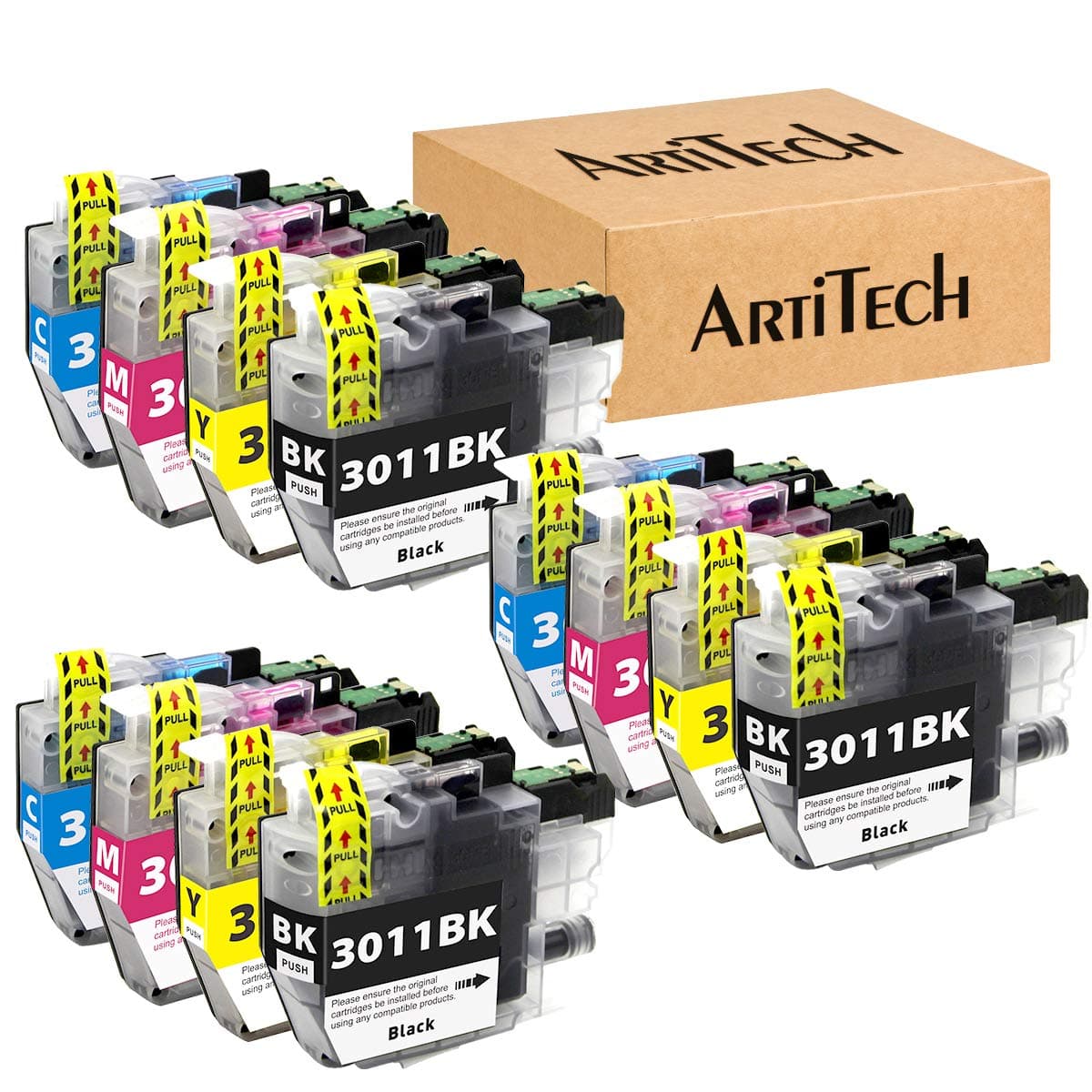 ArtiTech Replacement for Brother LC3011 LC-3011 Compatible Ink Cartridge to use with Brother MFC-J491DW MFC-J497DW MFC-J690DW MFC-J895DW Printers (3 Black 3 Cyan 3 Magenta 3 Yellow, 12-Pack)