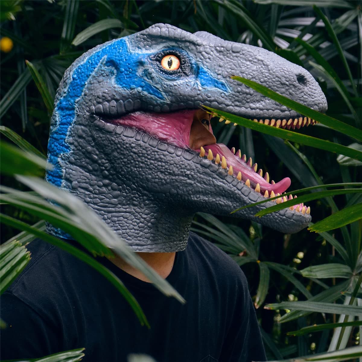 PARTYGEARS upgraded Velociraptor Dinosaur Mask for Halloween Costume Party Latex Dino Animal Head Mask