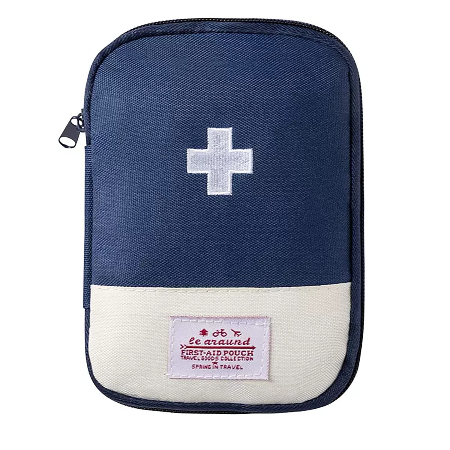 House of Quirk Nylon First Aid Bag,Empty First Aid Pouch,Mini Portable Medical Bag For Outdoor Camping Hiking Travel Emergency,Multifunction Emergency Medicine Storage (Navy Blue)
