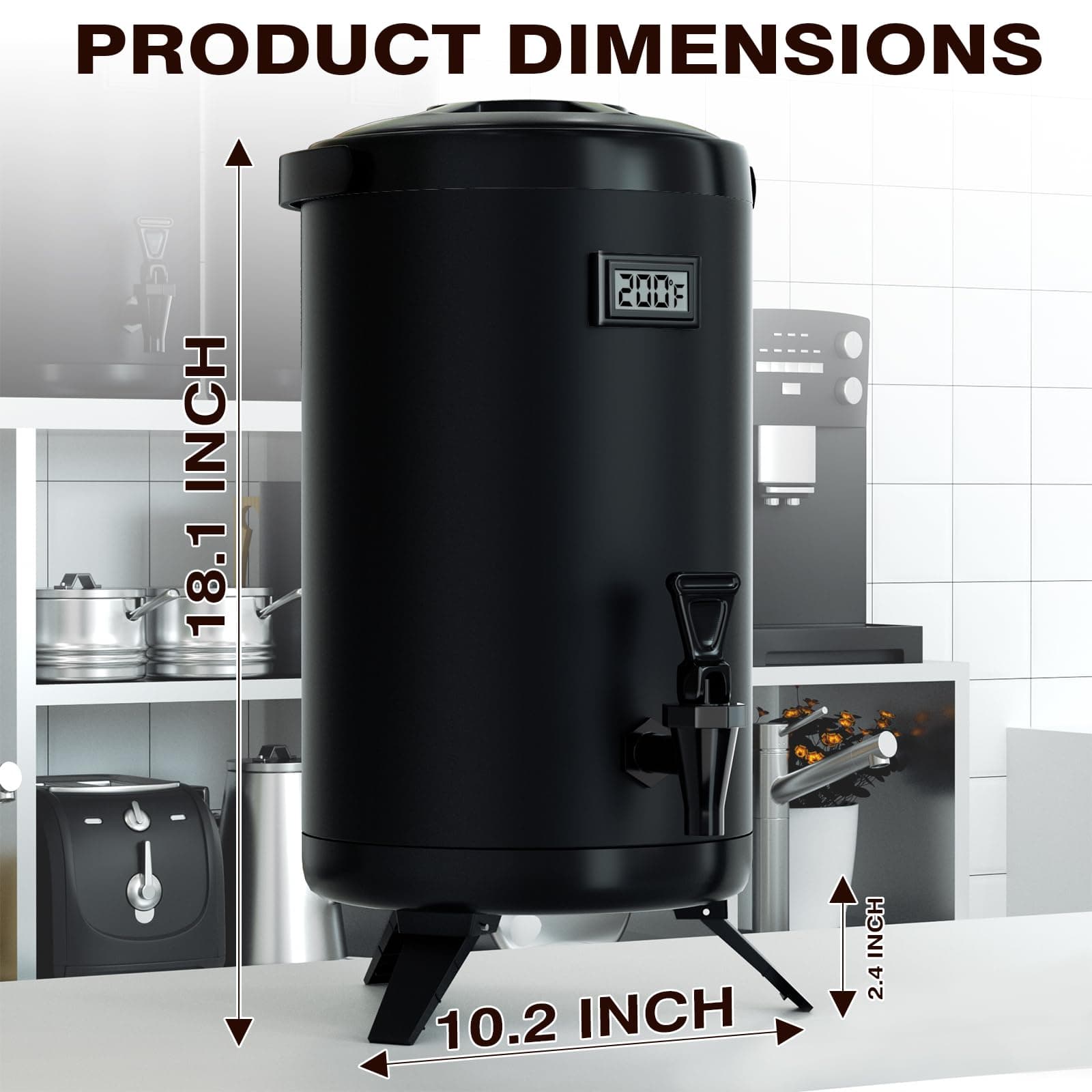 Insulated Beverage Dispenser-75 Cup Hot Drink Beverage for Catering-Stainless Steel Hot Beverage Dispenser 12 L/3.2 Gallon Hot Coffee Dispenser with Spigot for Hot tea, Water,Juice (black)