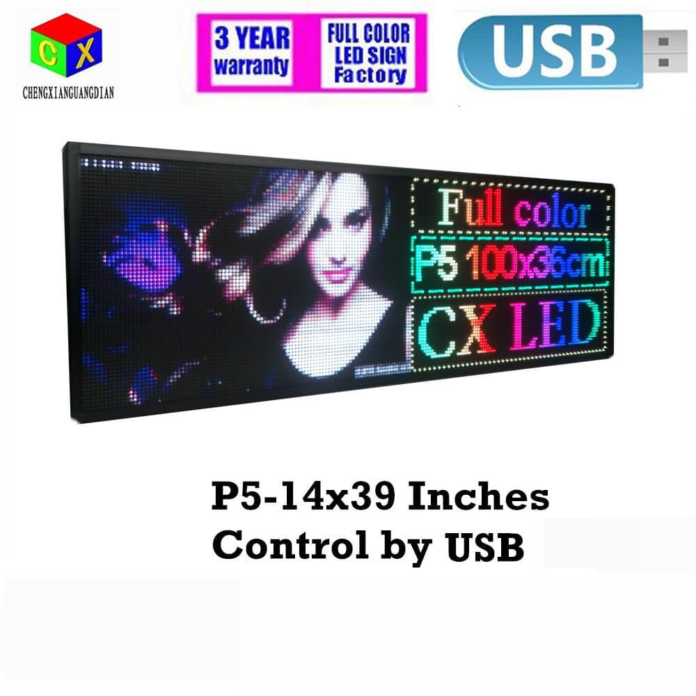 P4 Desktop Scrolling Display RGB Color RGB Full Color Indoor LED Sign Support Scrolling Text Image LED Advertising Screen Display Programmable Led Sign(420x 100 x 20mm)