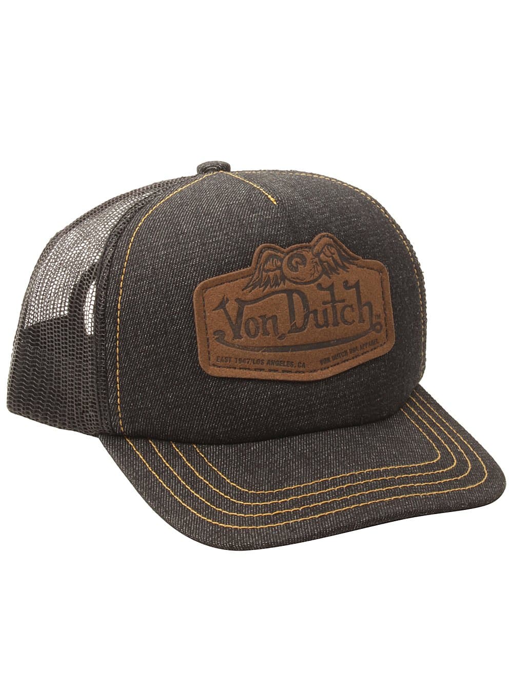 Von Dutch Eyeball Hat in Denim/Brown O/S M US