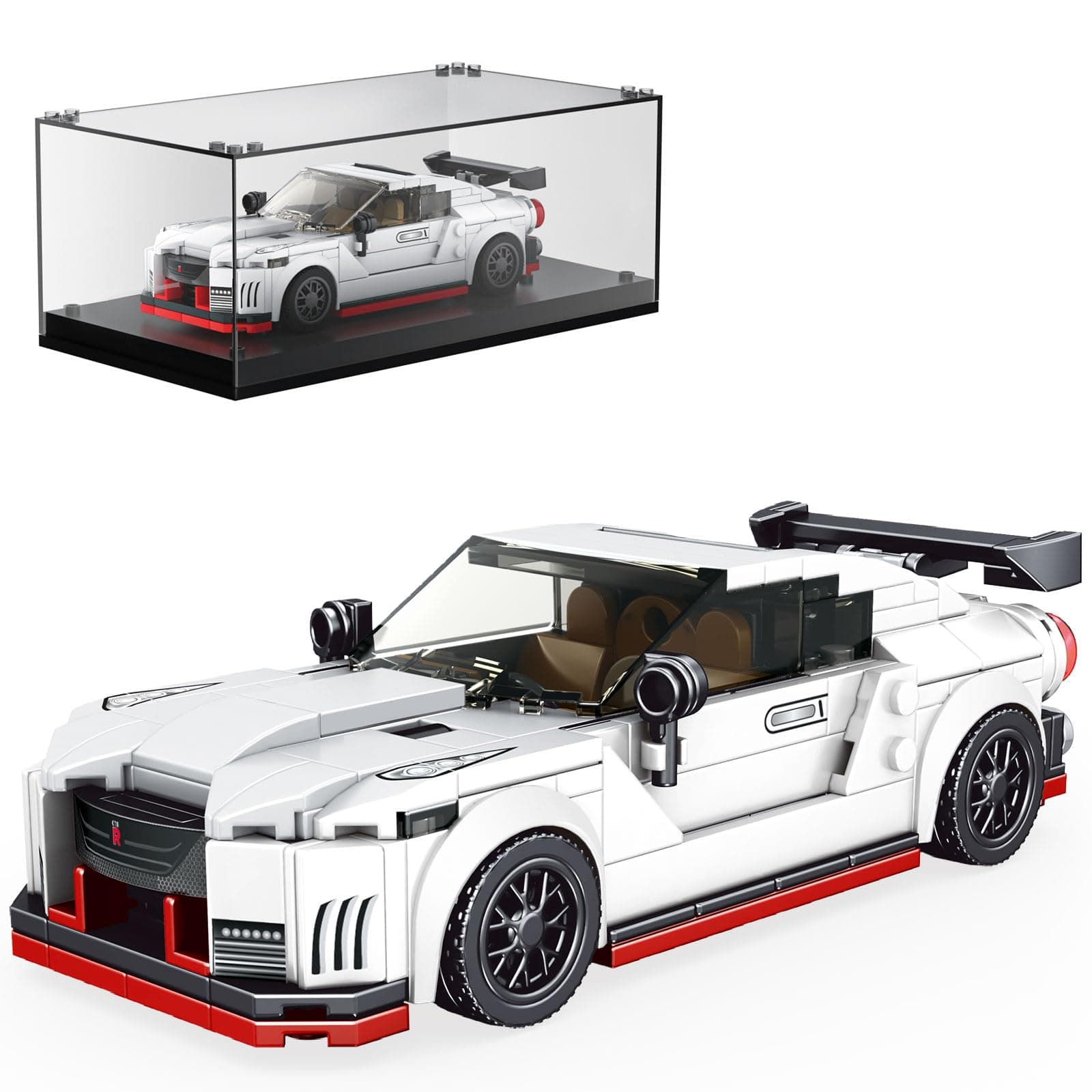 27031 Speed Champion Cars Building Toys GTR Buildable Racing Building Cars Collectible Super Car Model Set with Acrylic Display Case Gifts for Kids Adults(356 PCS)