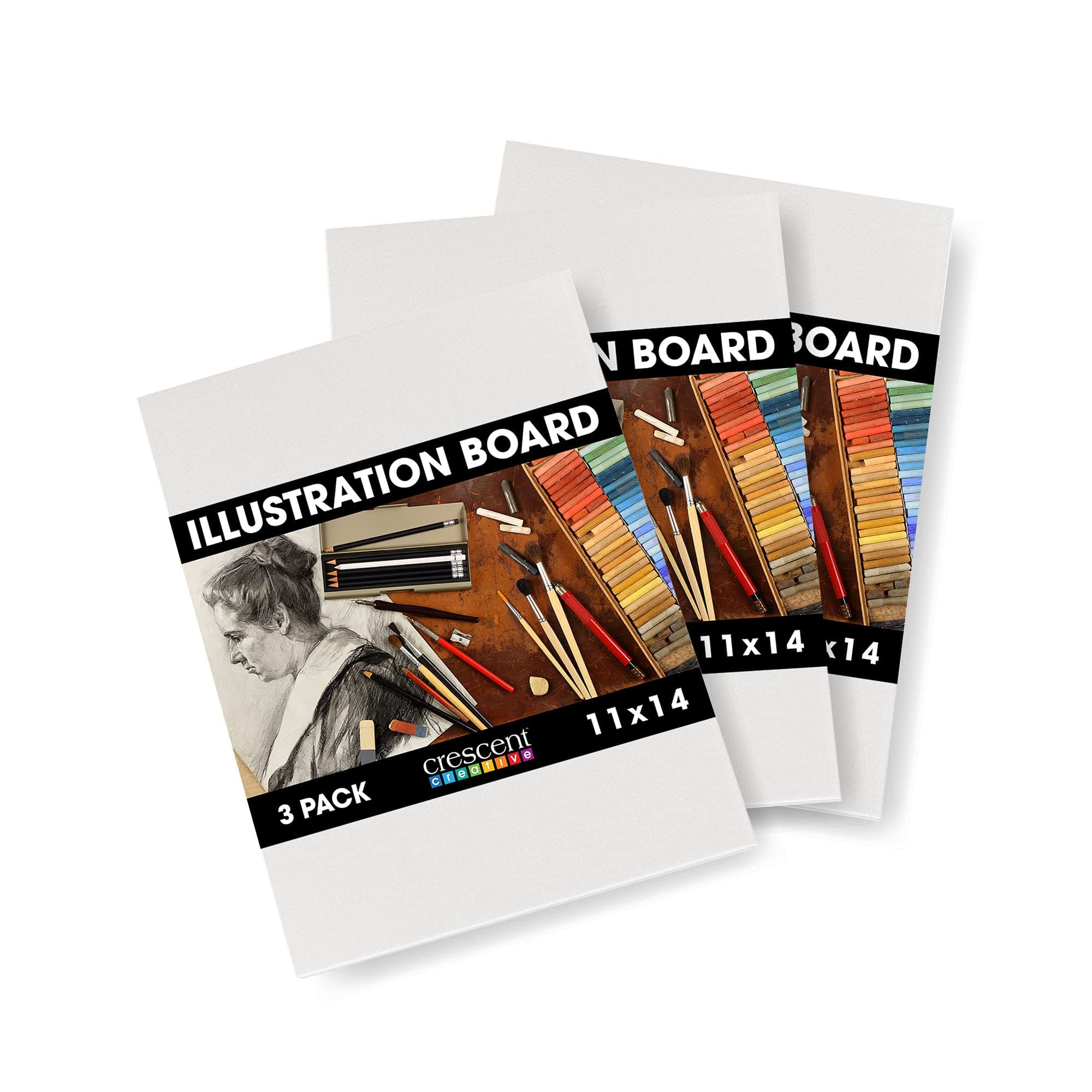 CRESCENT CARDBOARD COMPANY Illustration Board 3 11X14WHITE, 11"X14" White, 11" x 14"