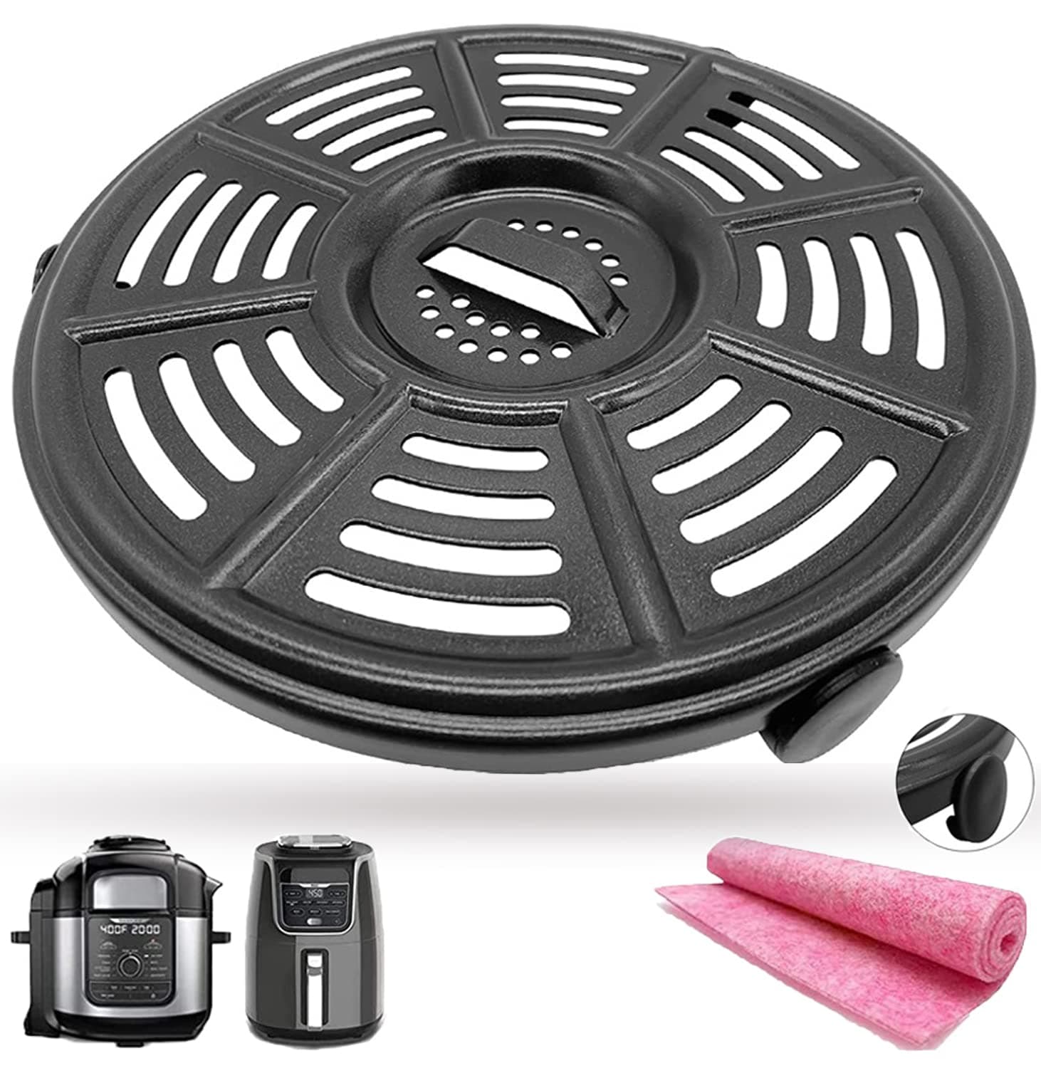 8.2IN Air Fryer Crisper Plate for Ninja AF101 4QT AF161 AF150 XL 5.5QT Air Fryers, Premium Air Fryer Grill Grate Plate Insert Pan Crisping Tray Rack Grid for Ninja FD302 Foodi Pressure Cooker