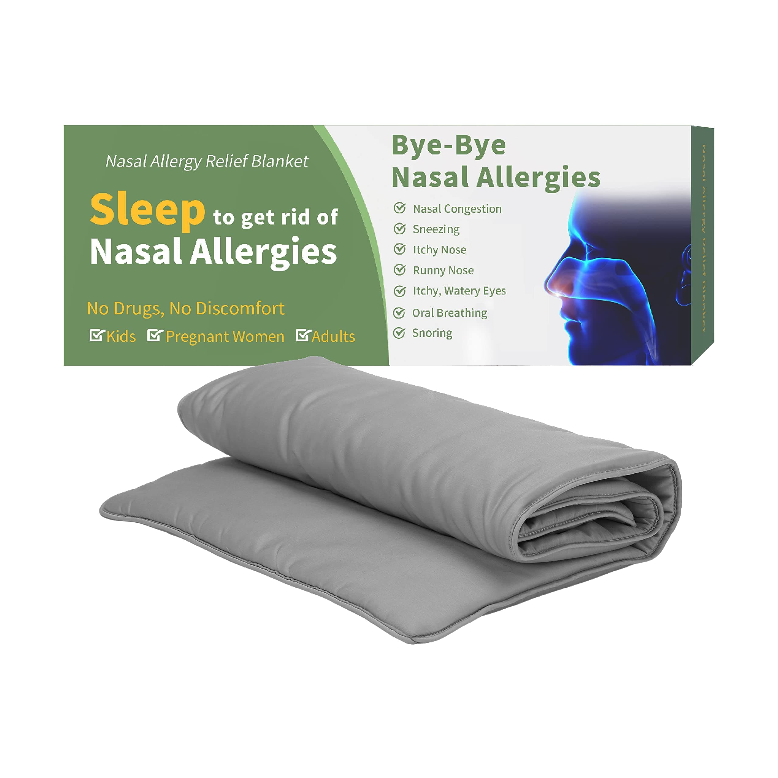 Nasal Allergy Relief Blanket, Drug-Free Nasal Care for Sinus Relief, Ease Seasonal/Allergic Rhinitis, Hay Fever, Snoring, Nose Breathing, Nose Cleaner, Non-Drowsy Safe for Baby, Kid, Child, Adult