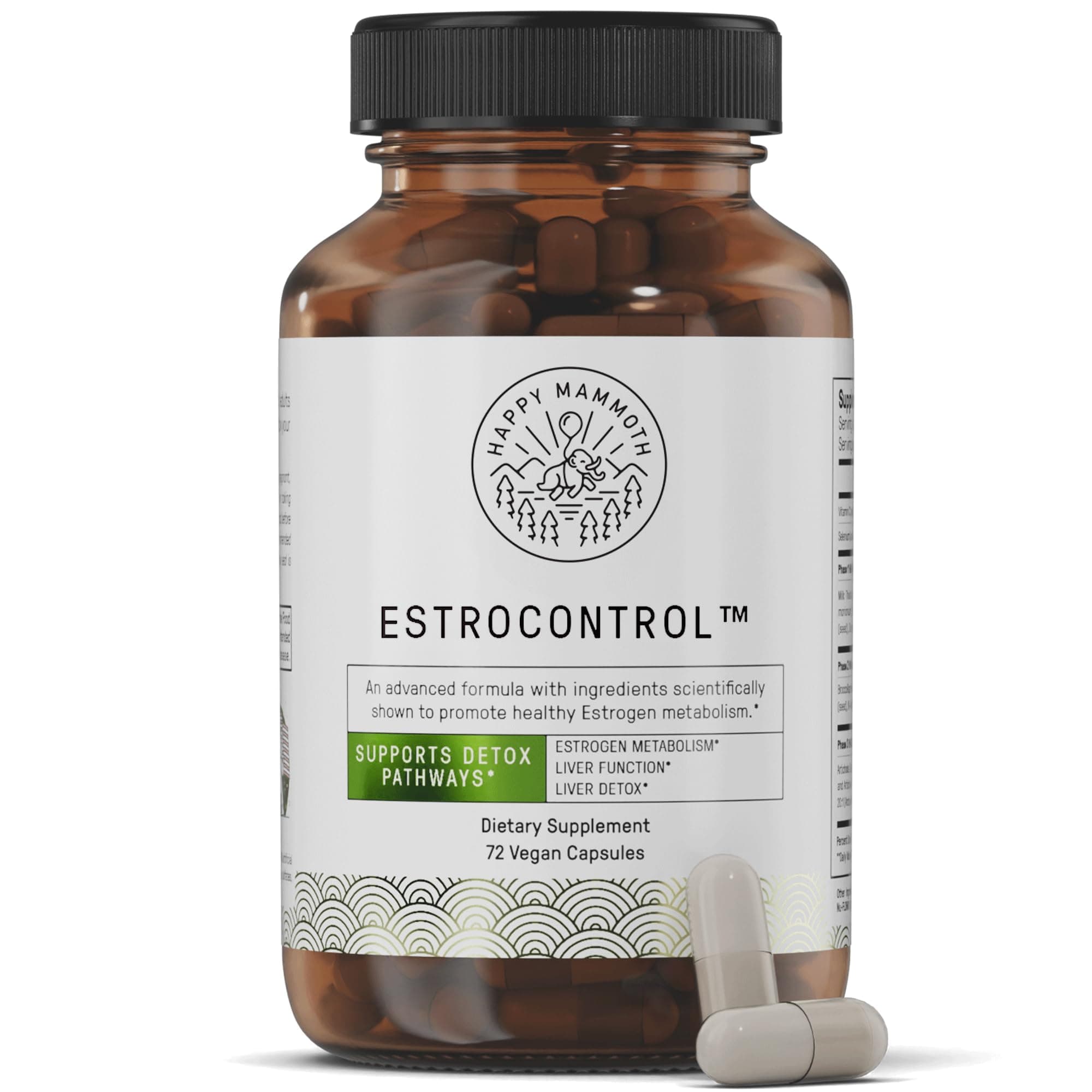 Happy Mammoth EstroControl Natural Estrogen Balance Support for Women. Relief for PMS, Irritability, Hormonal Weight Gain, Cravings, Metabolism, Irregular Periods, Healthy Energy. 72 Caps.