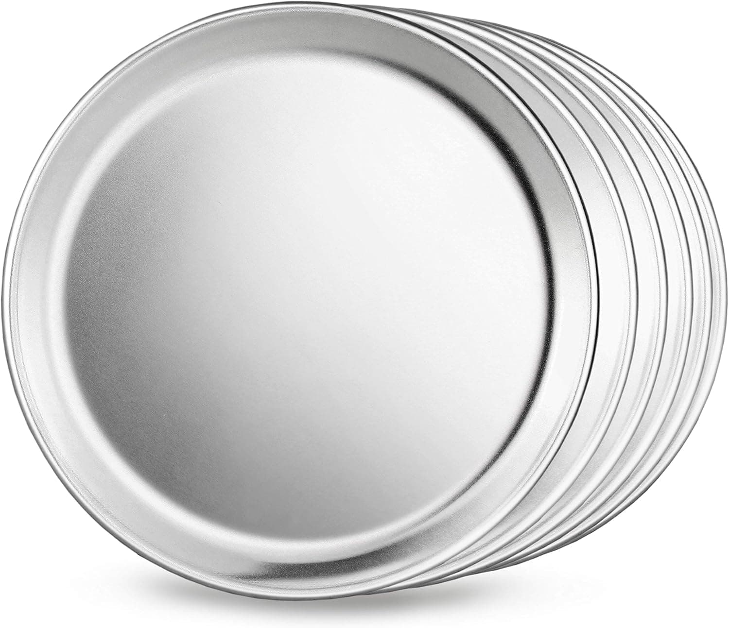 New Star Foodservice 51001 Restaurant-Grade Aluminum Pizza Pan, Baking Tray, Coupe Style, 8-Inch, Pack of 6