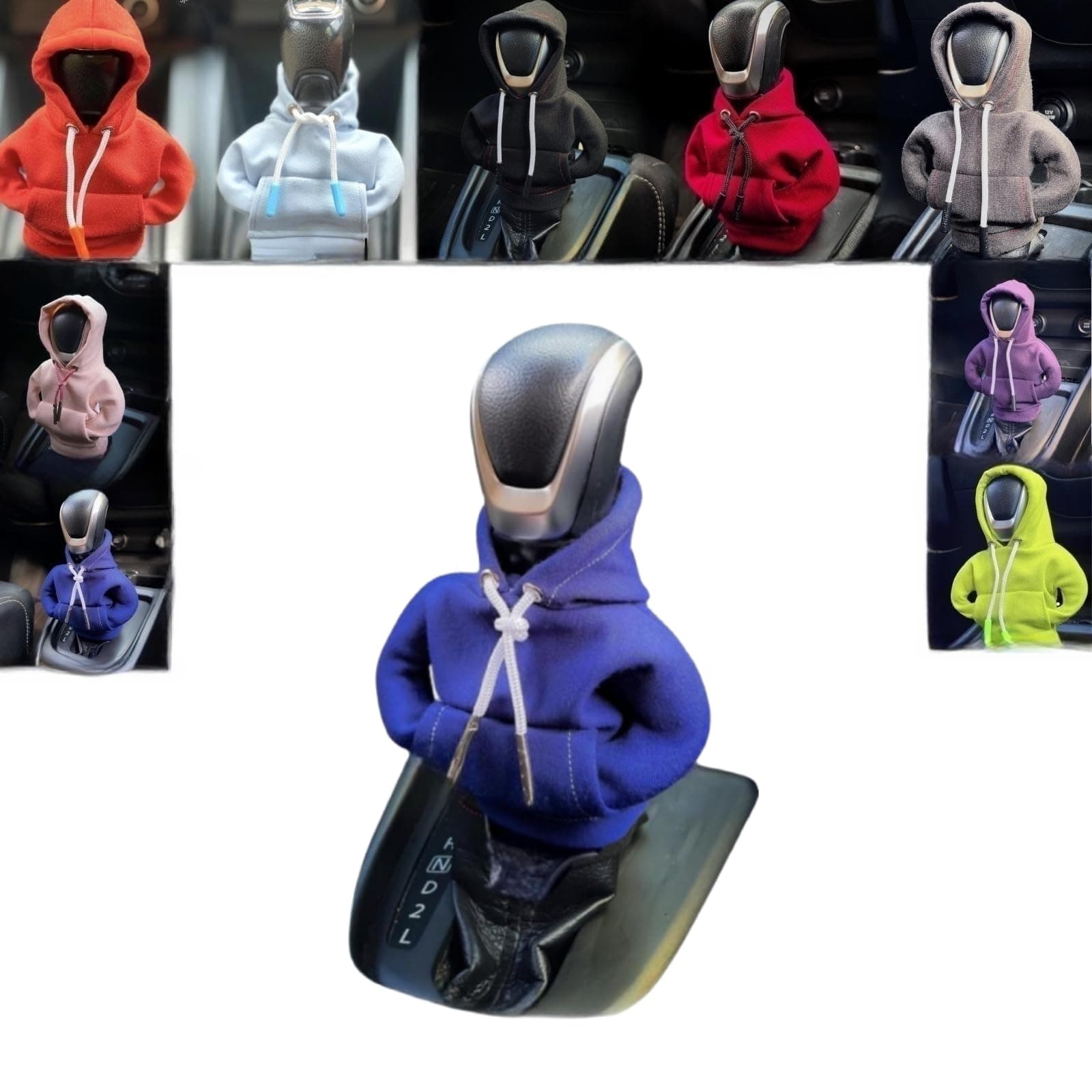 Dukebo Mini Car Gear Shift Cover Hoodie Car Gear Shift Cover, Interior Accessories Shift Knobs Fashionable Shirt Trim (Blue) (HF0817A)