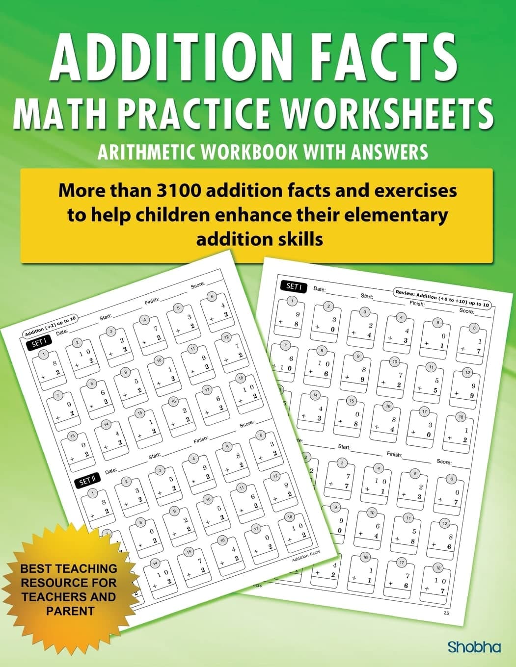 Addition Facts Math Practice Worksheet Arithmetic Workbook With Answers: Daily Practice guide for elementary students: Volume 1 (Elementary Addition Series)