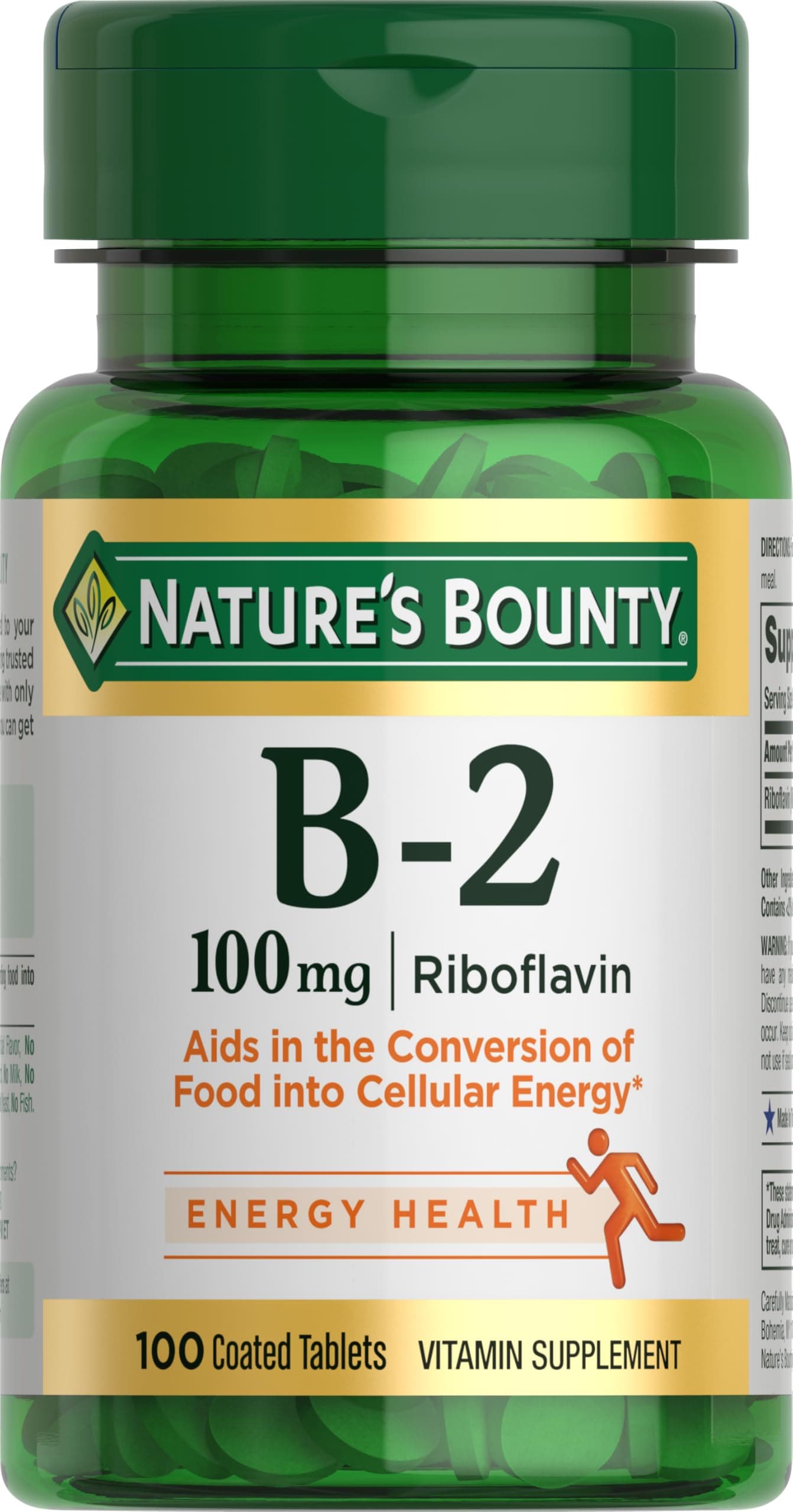 Vitamin B2 as Riboflavin Supplement, Aids Metabolism, 100mg, 100 Tablets (Pack of 3)