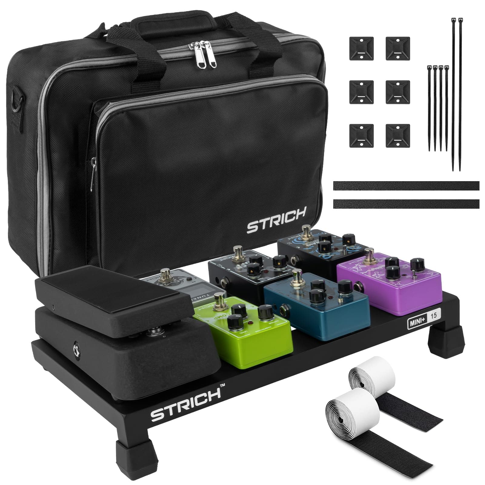 MINI 15+ Guitar Pedal Board, Aluminum Alloy, 0.1 lbs (0.55 kg), Ultra Lightweight, Effector Board, 15.0 x 8.7 inches (38 x 22 cm), Carrying Bag Included