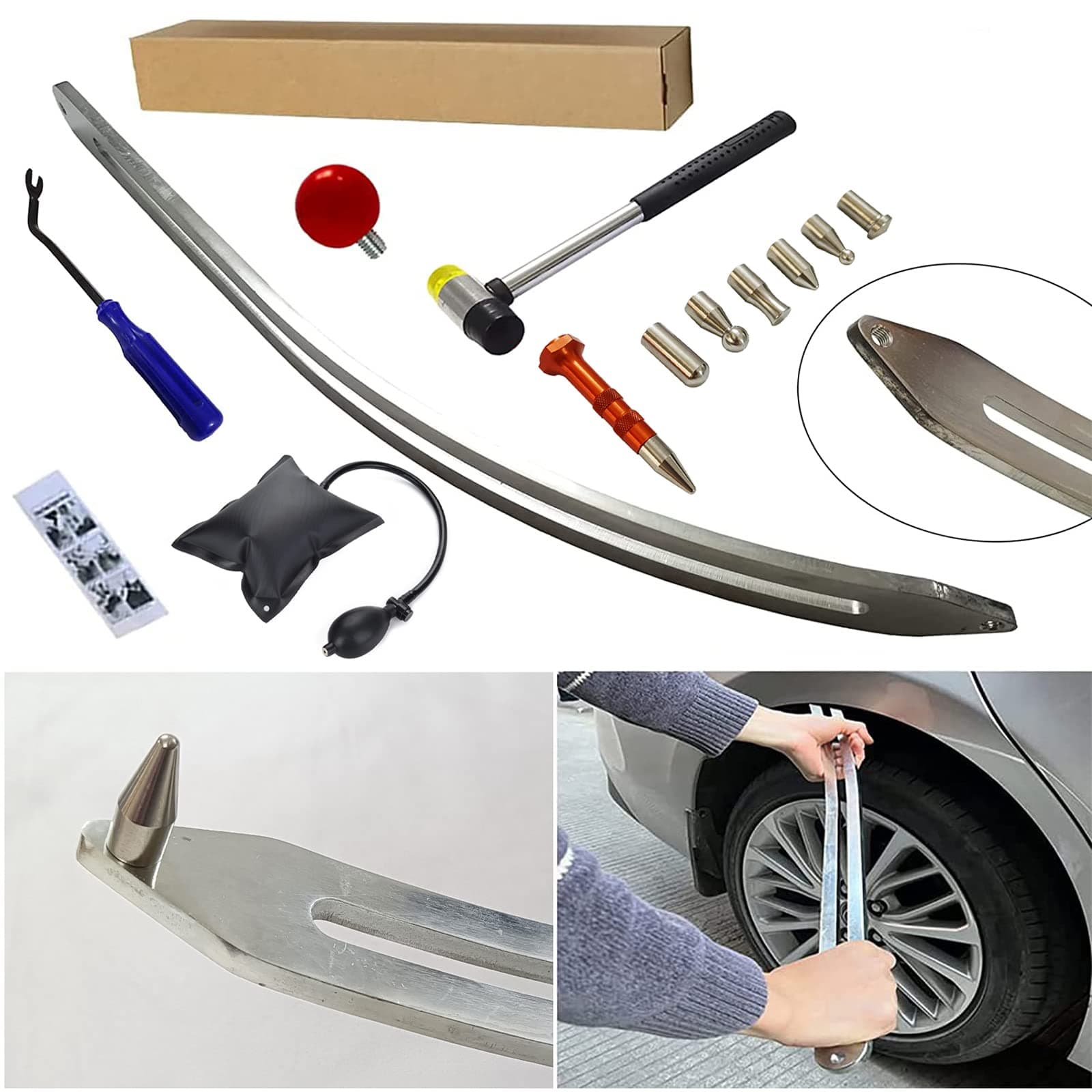 CYGOODS 12 Pcs/Set Car Auto Dent Removal Mudguard Repair Damage Puller Bow Crowfoot Tools Hook Rods Kit