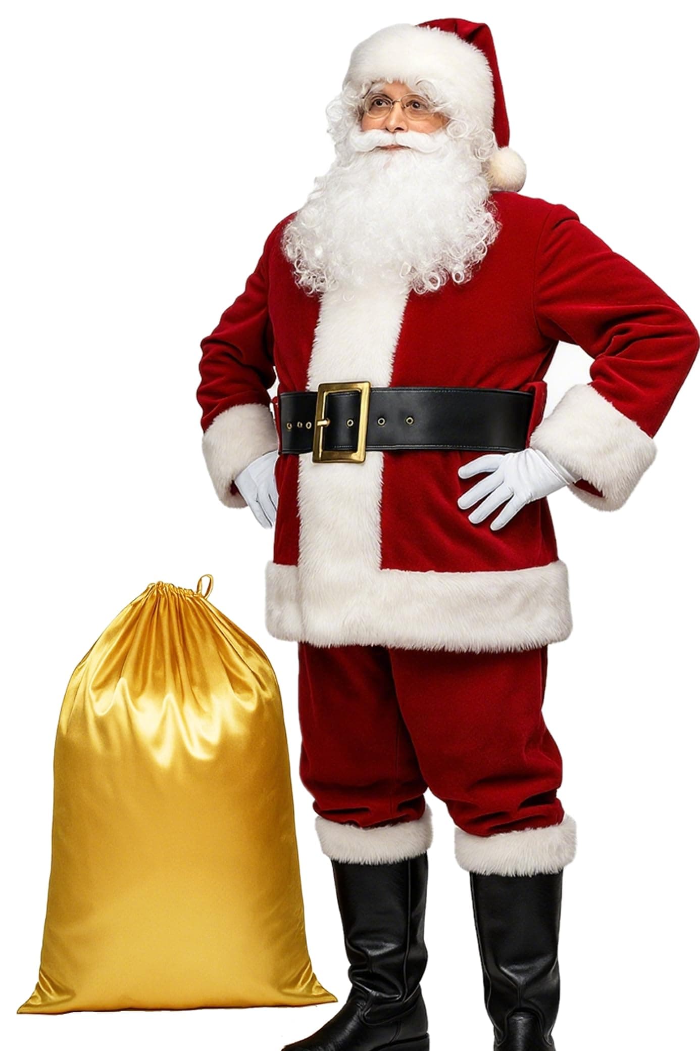 Men's Deluxe Santa Suit 11pc. Christmas Adult Santa Claus Costume