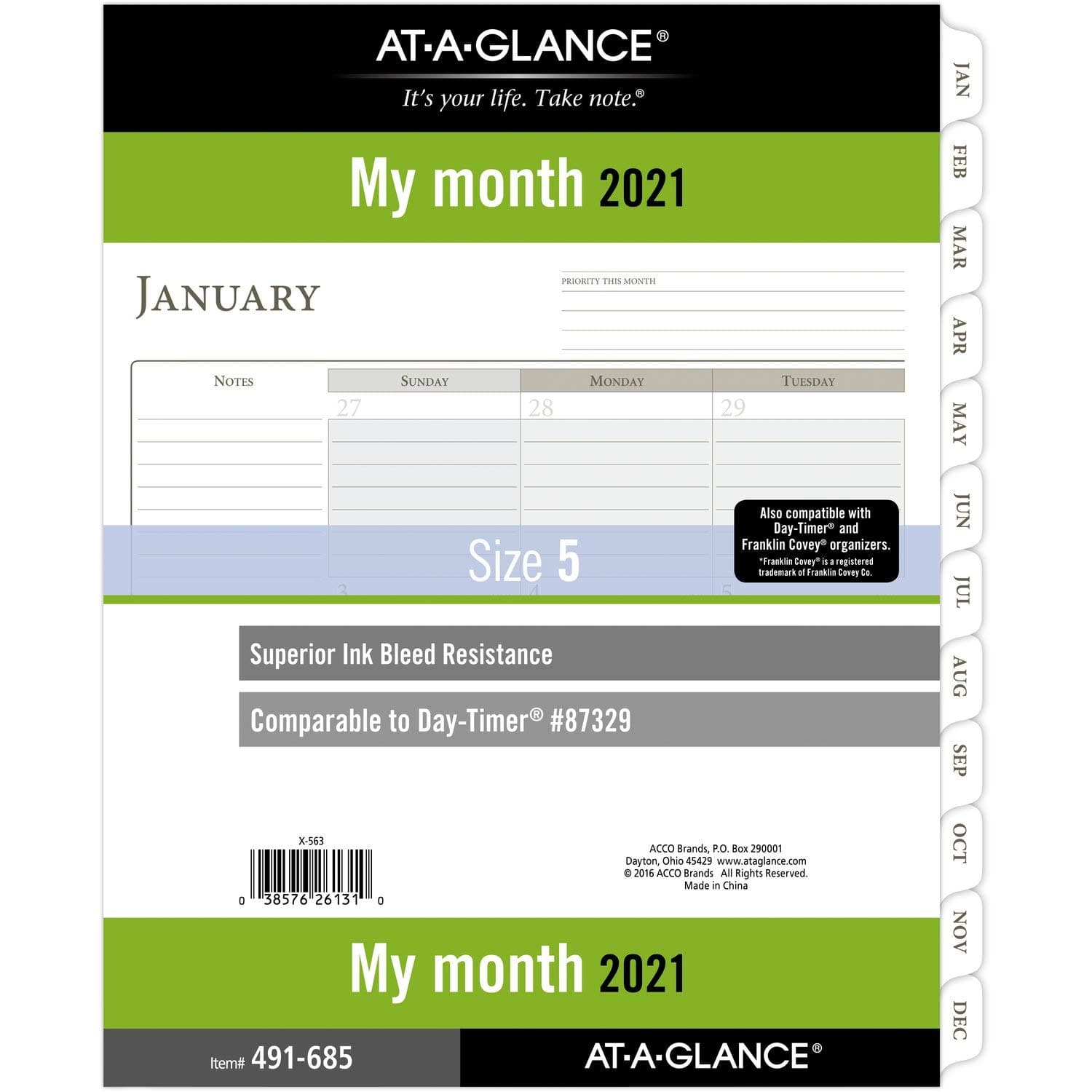AT-A-GLANCE Day Runner Monthly Planner Refill, 87329 DAY-TIMER, Size 5 (11DR42081021)