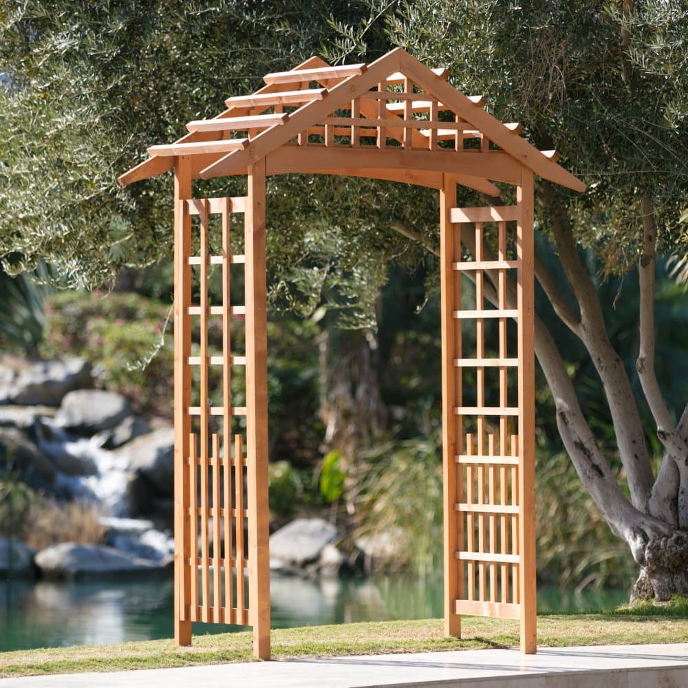 Coral Coast Wood Arch Arbor for Outdoor in Natural Spruce Finish