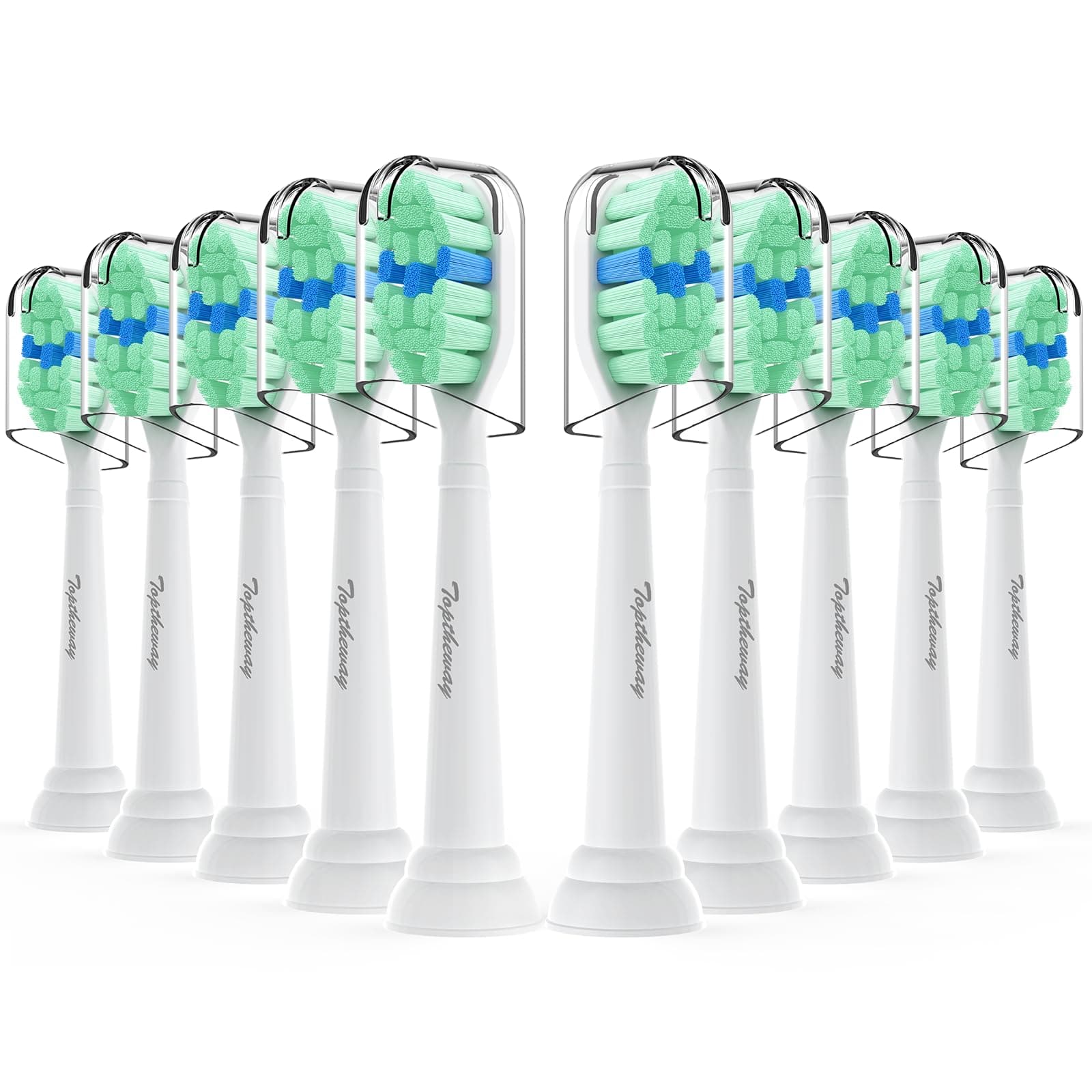 Toothbrush Replacement Heads for Philips Sonicare: 10 Pack Sonic Replacement Compitable with Phillips Electric Brush ProtectiveClean DiamondClean C3 C2 G2 W 4100 5100 HX9023 Plaque Control Snap-on