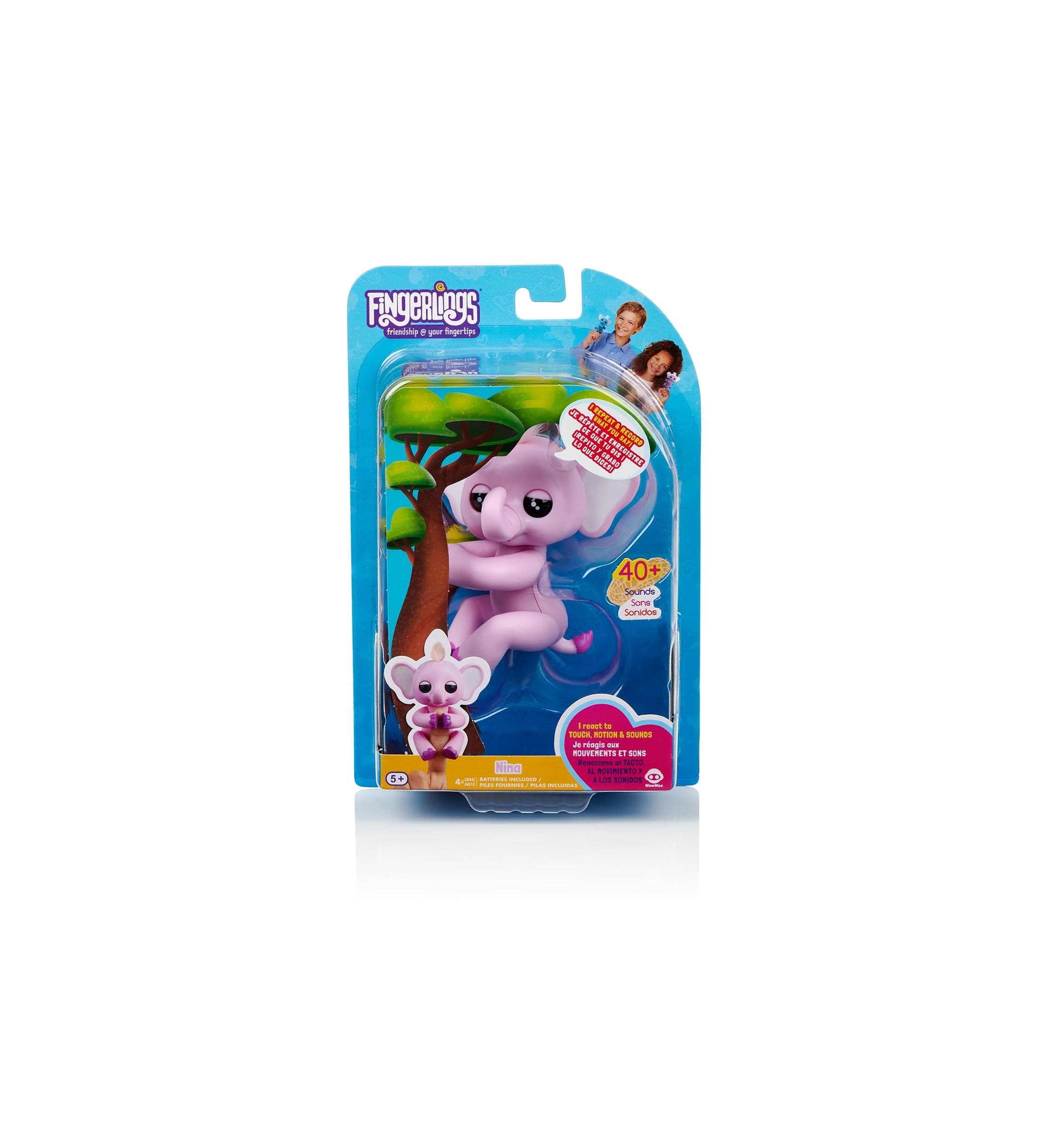 Fingerlings WowWee Baby Elephant - Nina (Pink) - Interactive Toy
