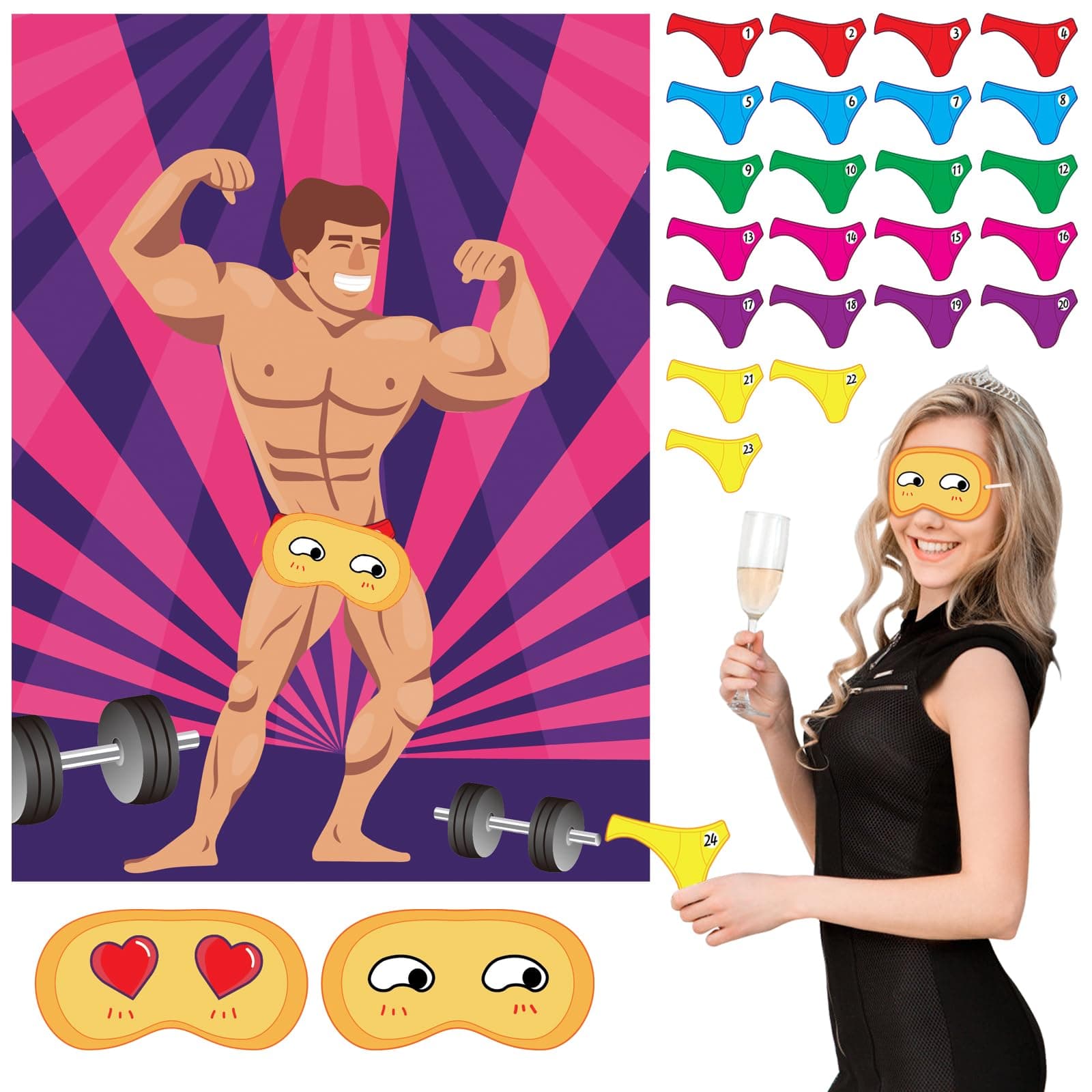 MIAHART Hen Night Party Games Large Size Poster 24 Player Bridal Bachelorette Party Games Hen Do Accessories