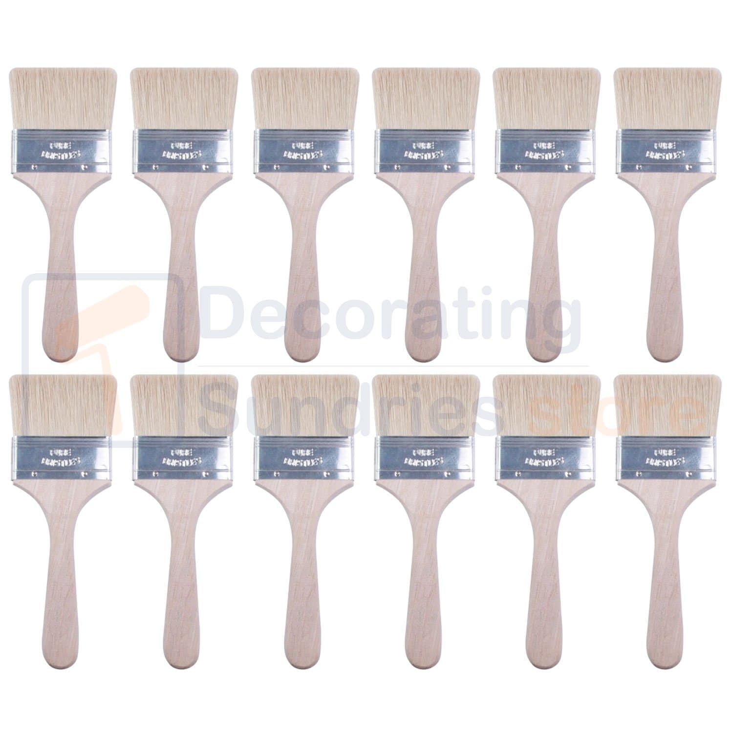 12 x Two Inch Paint Brushes 2" | 50mm Disposable Economy Paint Brush Pack | Laminating Brushes