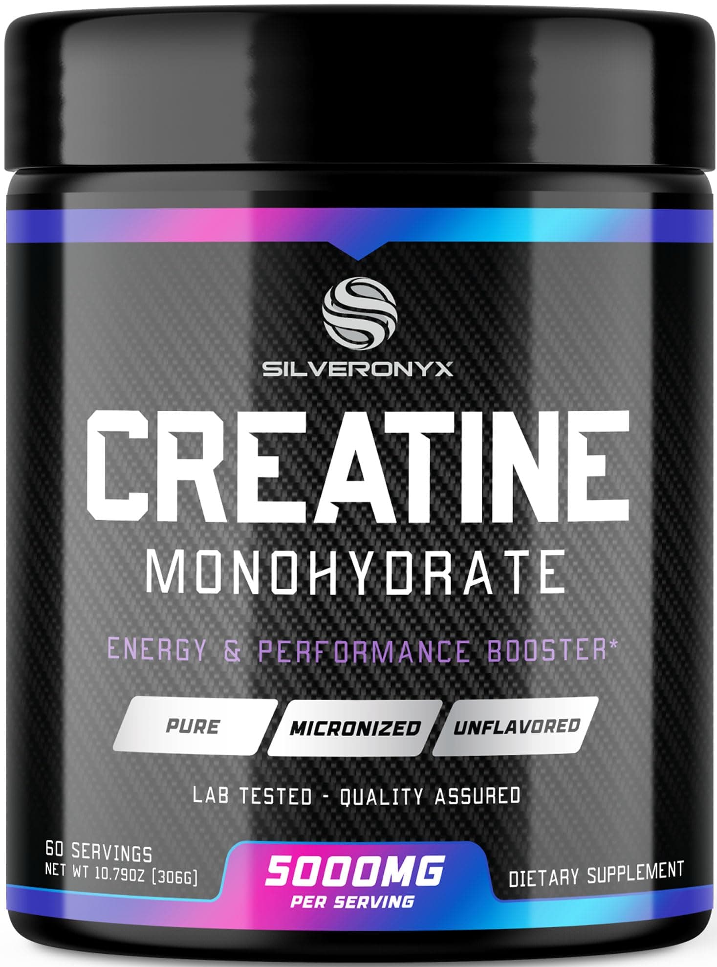 Creatine Monohydrate Powder 5000mg - Pure Micronized Creatine Mono Nutritional Supplement - Pre Workout for Energy & Muscle Support, Unflavored Monohydrate Powder, Bottled in USA - 60 Servings