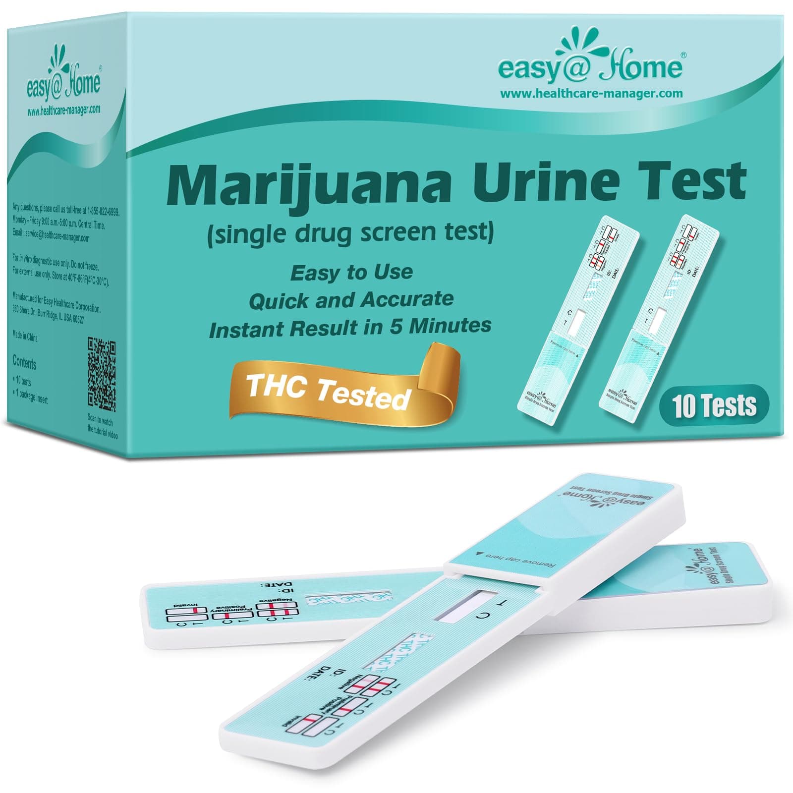 Easy@Home Marijuana Thc Single Panel Drug Tests Kit - 10 Counts