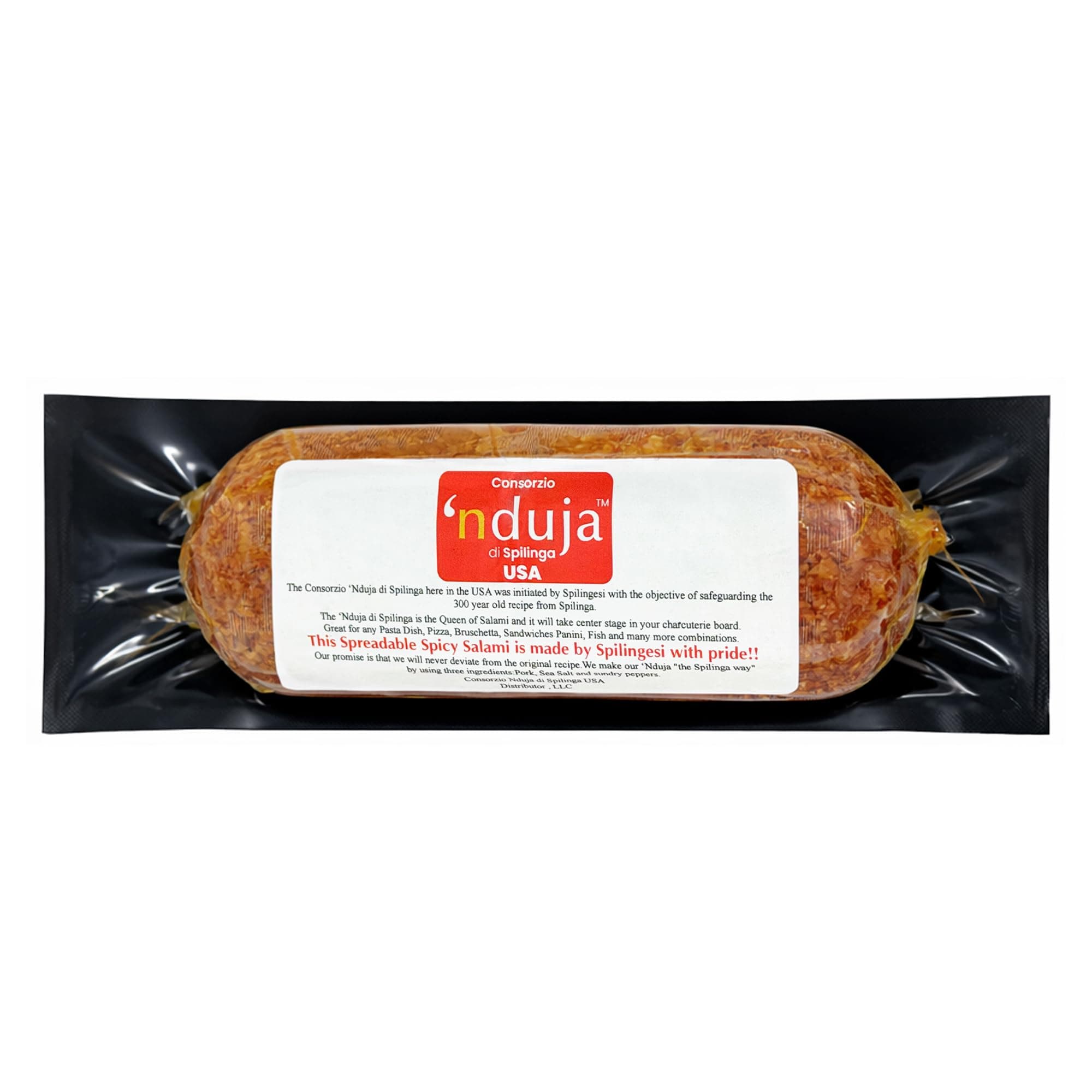 Sanniti Nduja di Spilinga USA | Spreadable Spicy Salami | Made Using a 300 Year-old Spilingesi Recipe | Great for Pasta Dishes, Bruschetta, Panini and Pizza | Refrigerate After Opening (8, Ounces)