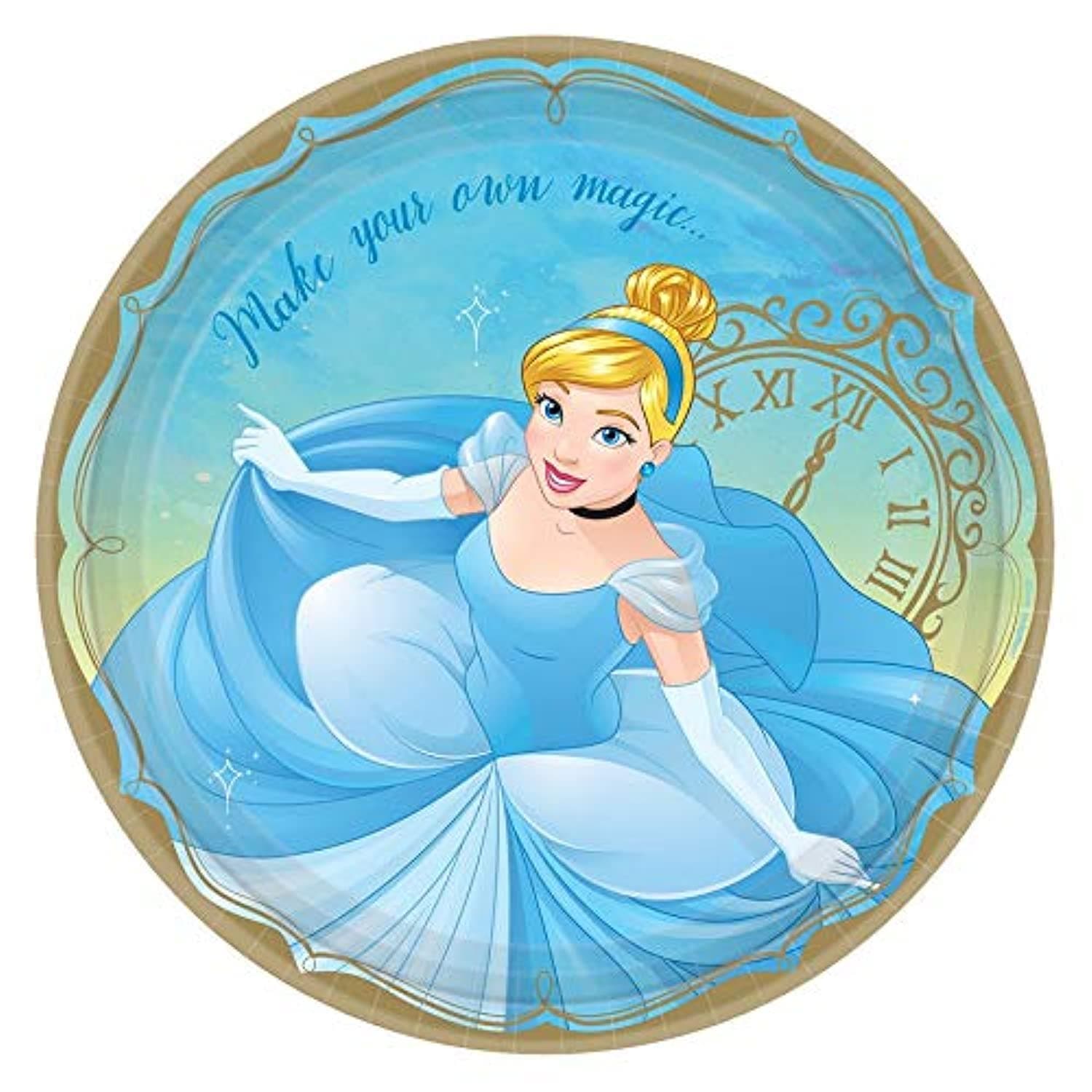 amscanEnchanting Disney Princess Cinderella Round Paper Plates - 9" (Pack of 8) - Vibrant Multicolor Design - Perfect for Magical Themed Parties, Birthdays & Celebrations